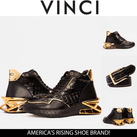 Bellagio Black & Gold High-Top Men Sneaker