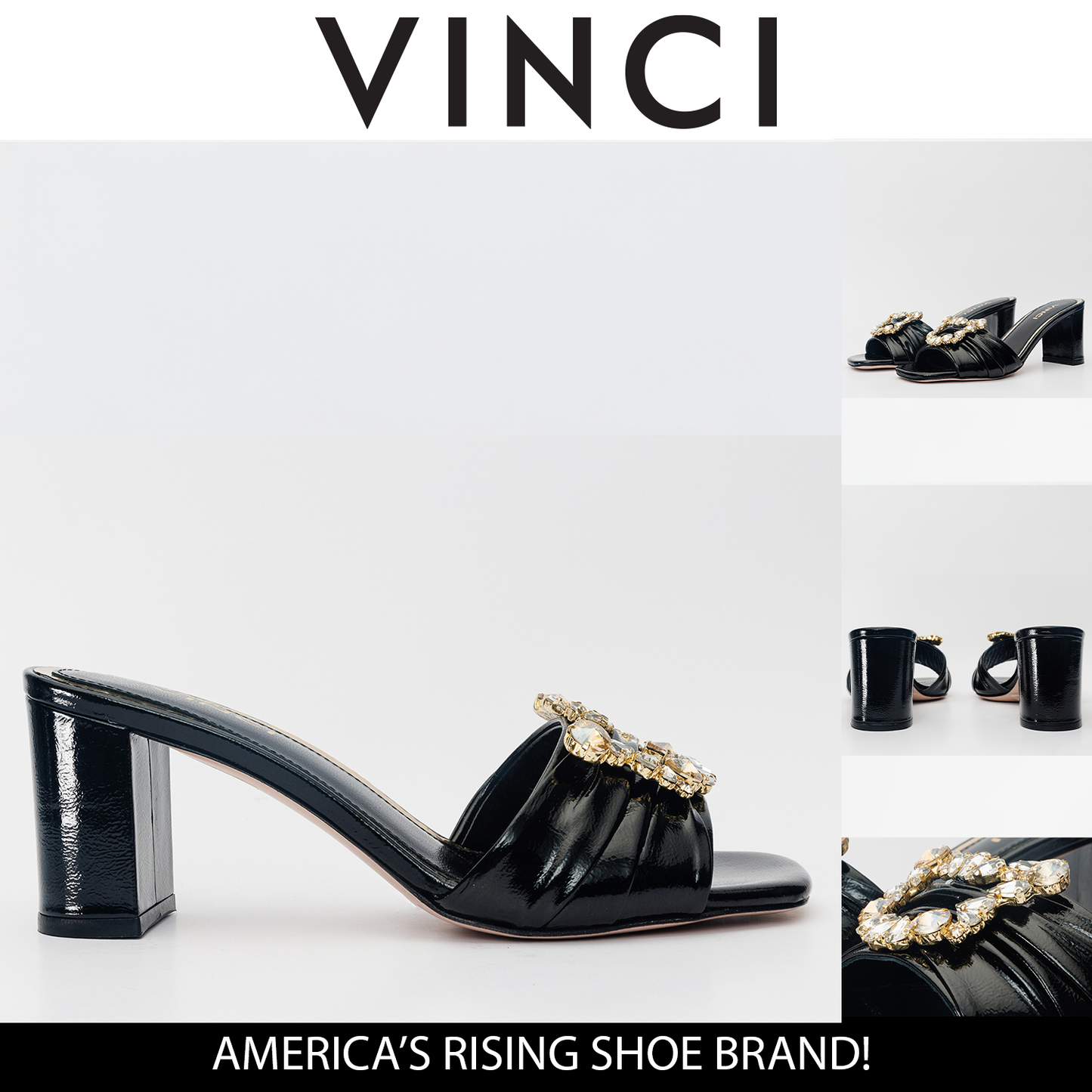 The Micro Black Leather Women Sandal