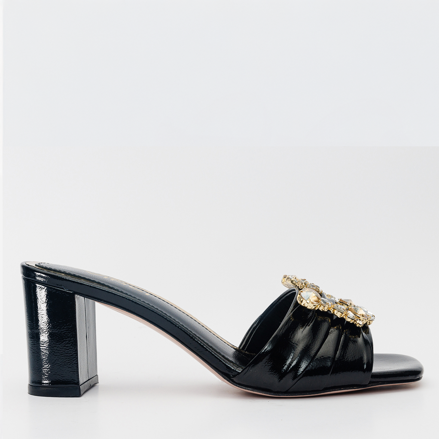 The Micro Black Leather Women Sandal