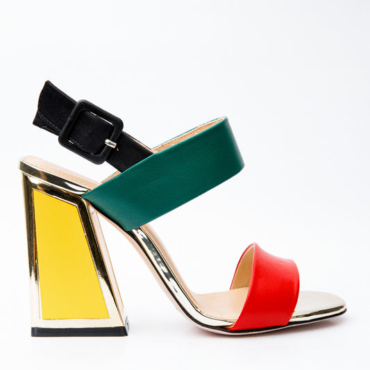 The Niger Block Heel Multicolor Leather Women Sandal