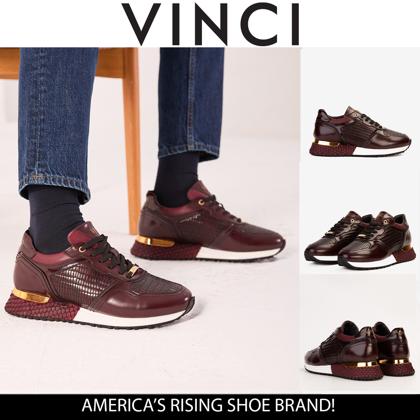 Zapatillas de piel para hombre Empire Burgundy