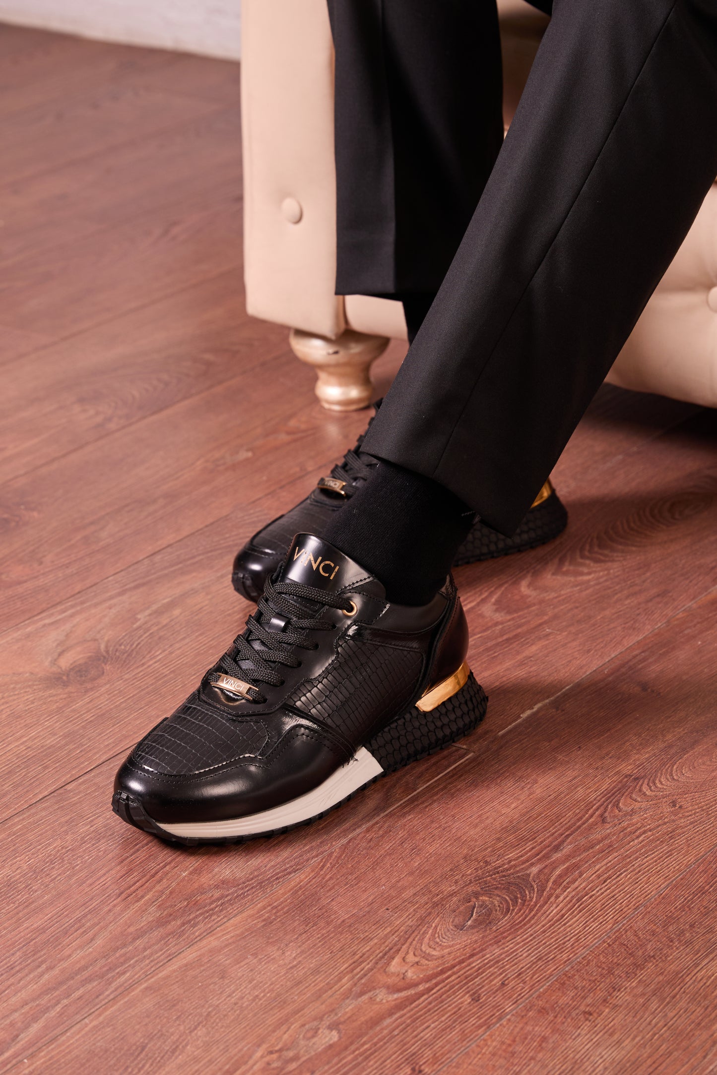 The Empire Black Leather Men Sneaker