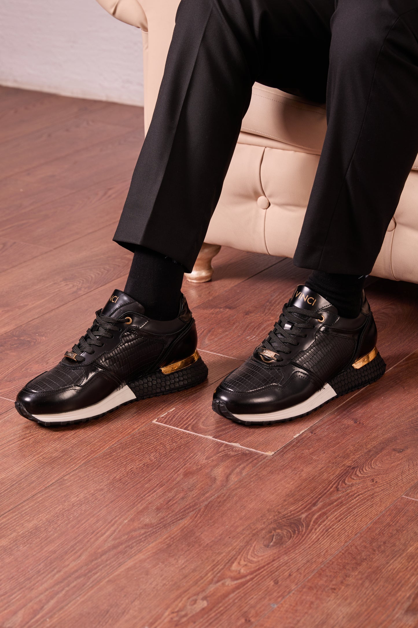 The Empire Black Leather Men Sneaker