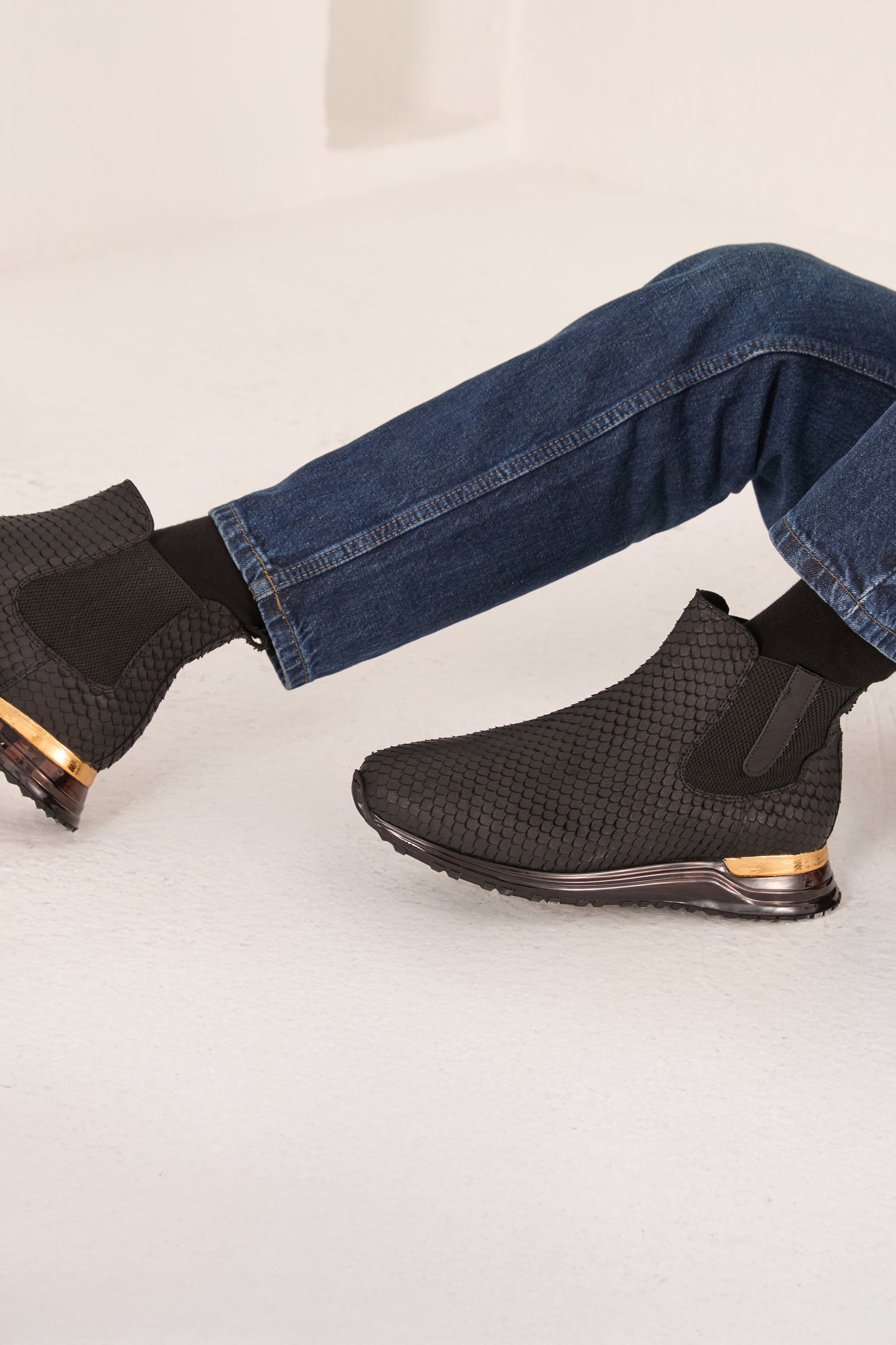 The Panther Black Leather Men Chelsea Boot