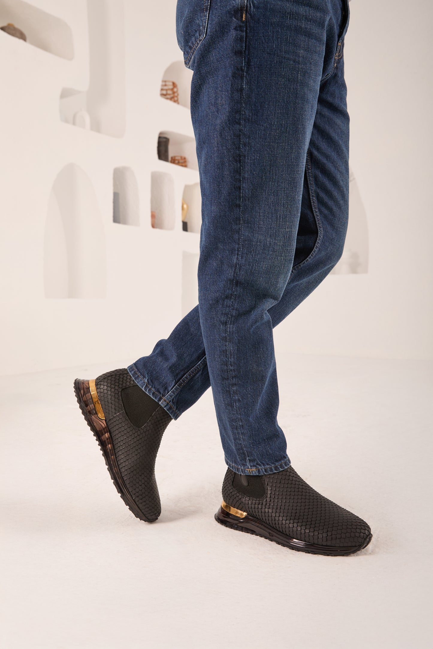 The Panther Black Leather Men Chelsea Boot