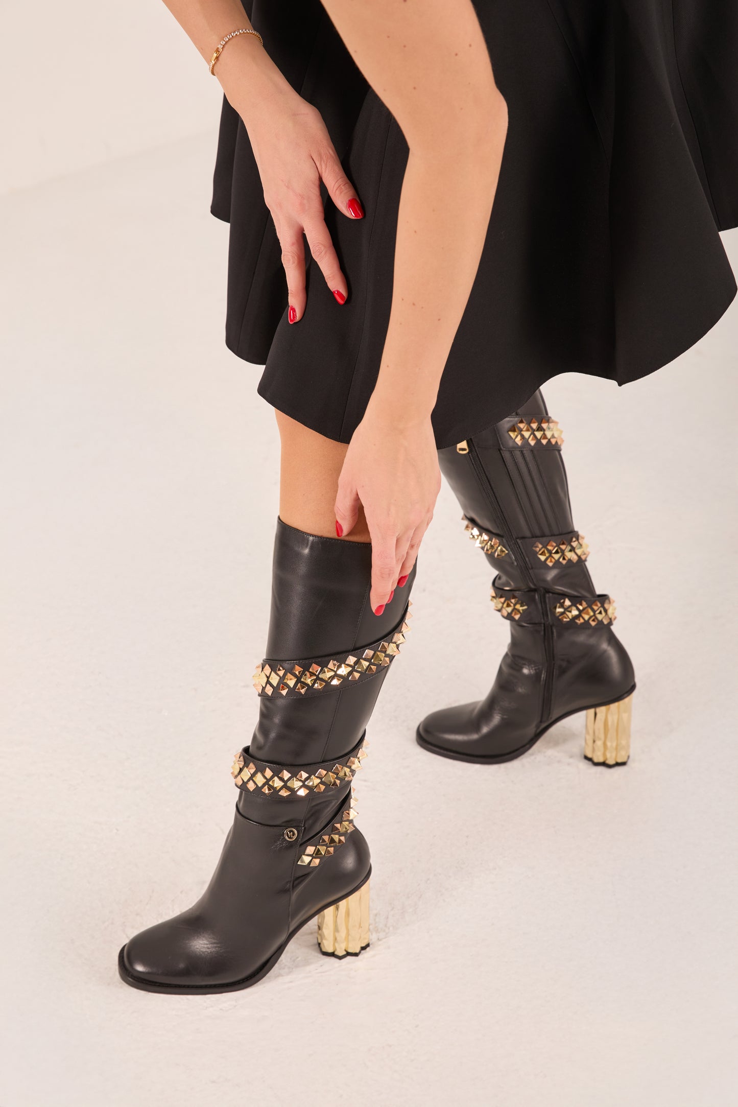 The Gladiator Black Leather Knee High Women Boot