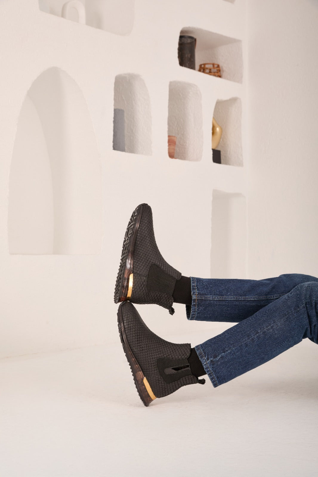 The Panther Black Leather Men Chelsea Boot