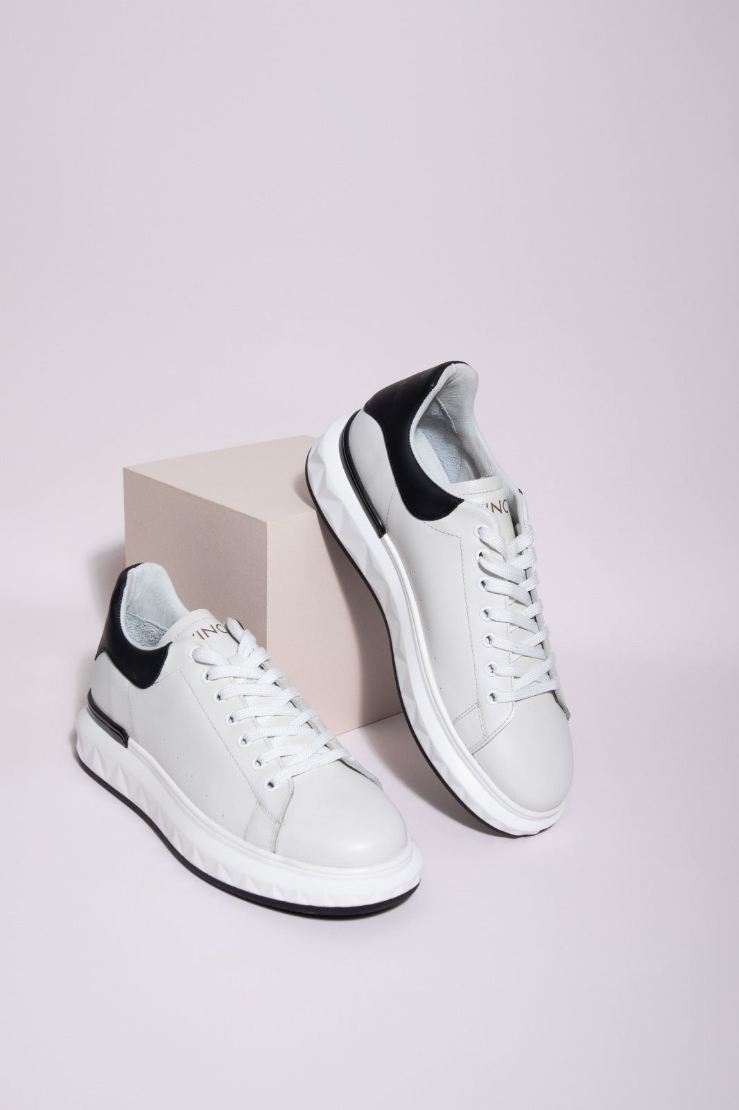 Zapatillas de deporte de cuero blanco Linq para hombre