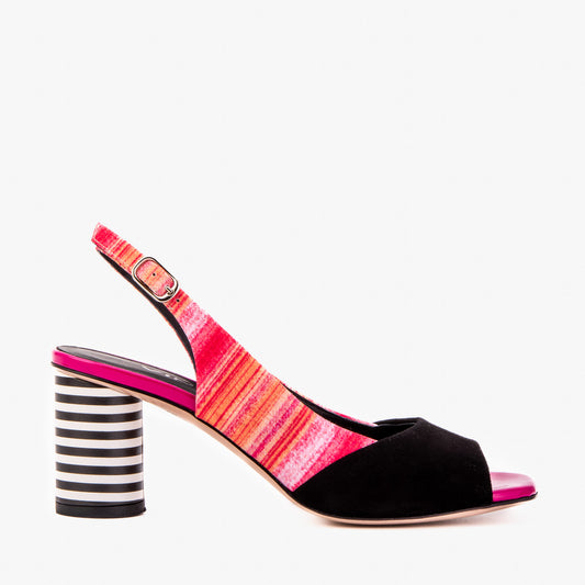 The Spectrum Multicolor Block Heel Leather Women Slingback Sandal