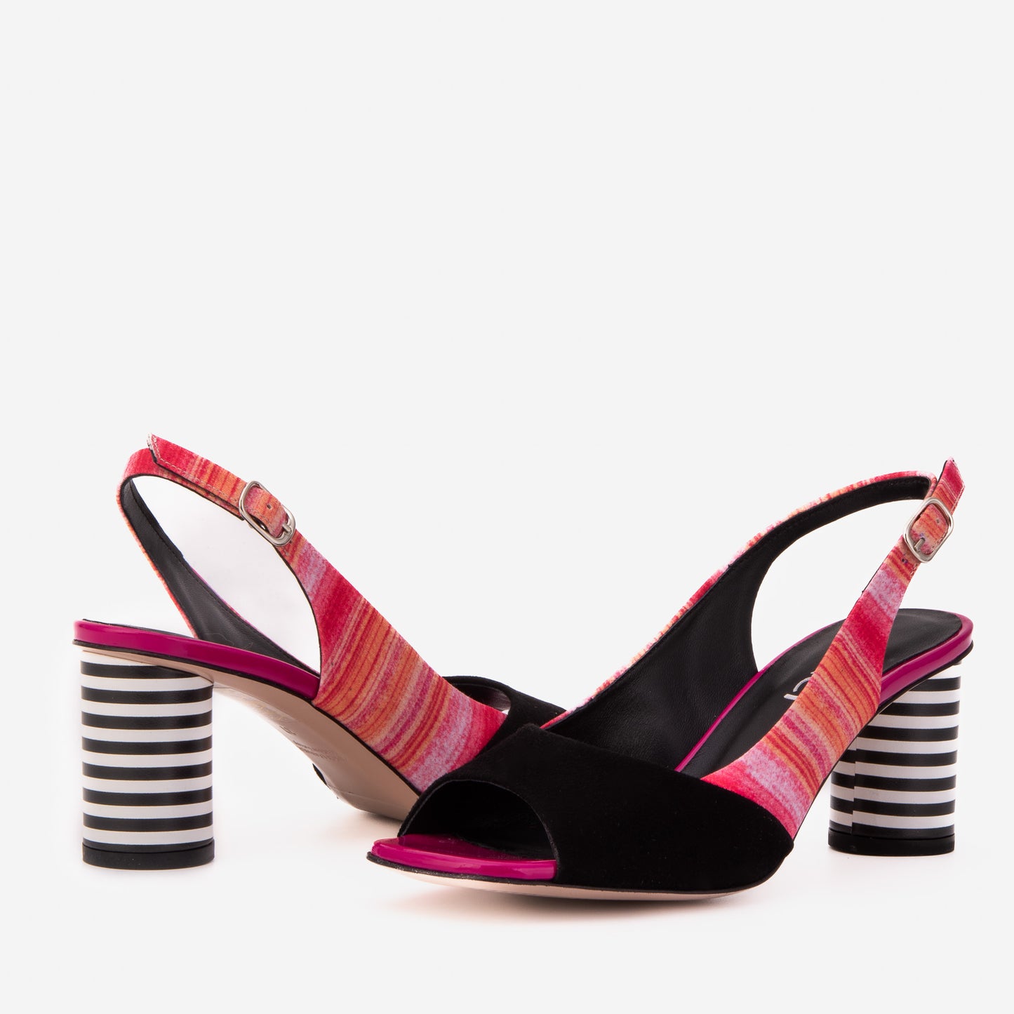 The Spectrum Multicolor Block Heel Leather Women Slingback Sandal