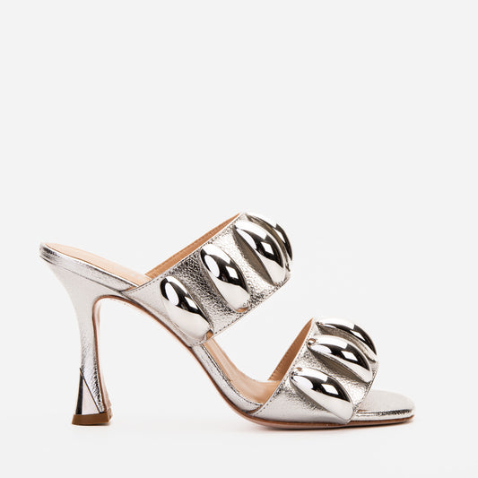 The Eclipse Silver Leather Women Sandal