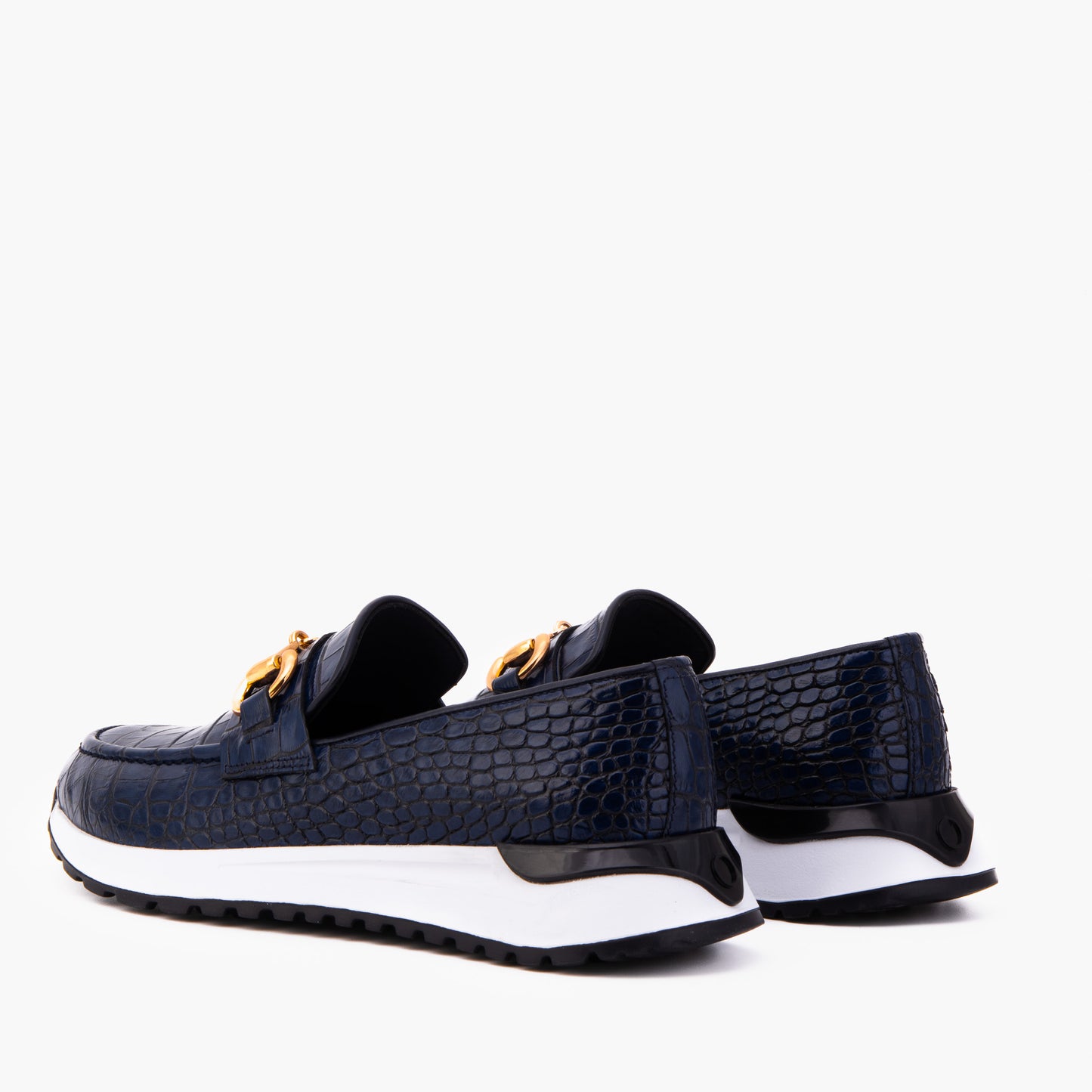 The Milan Navy Croc-Embossed Leather Women Sneaker