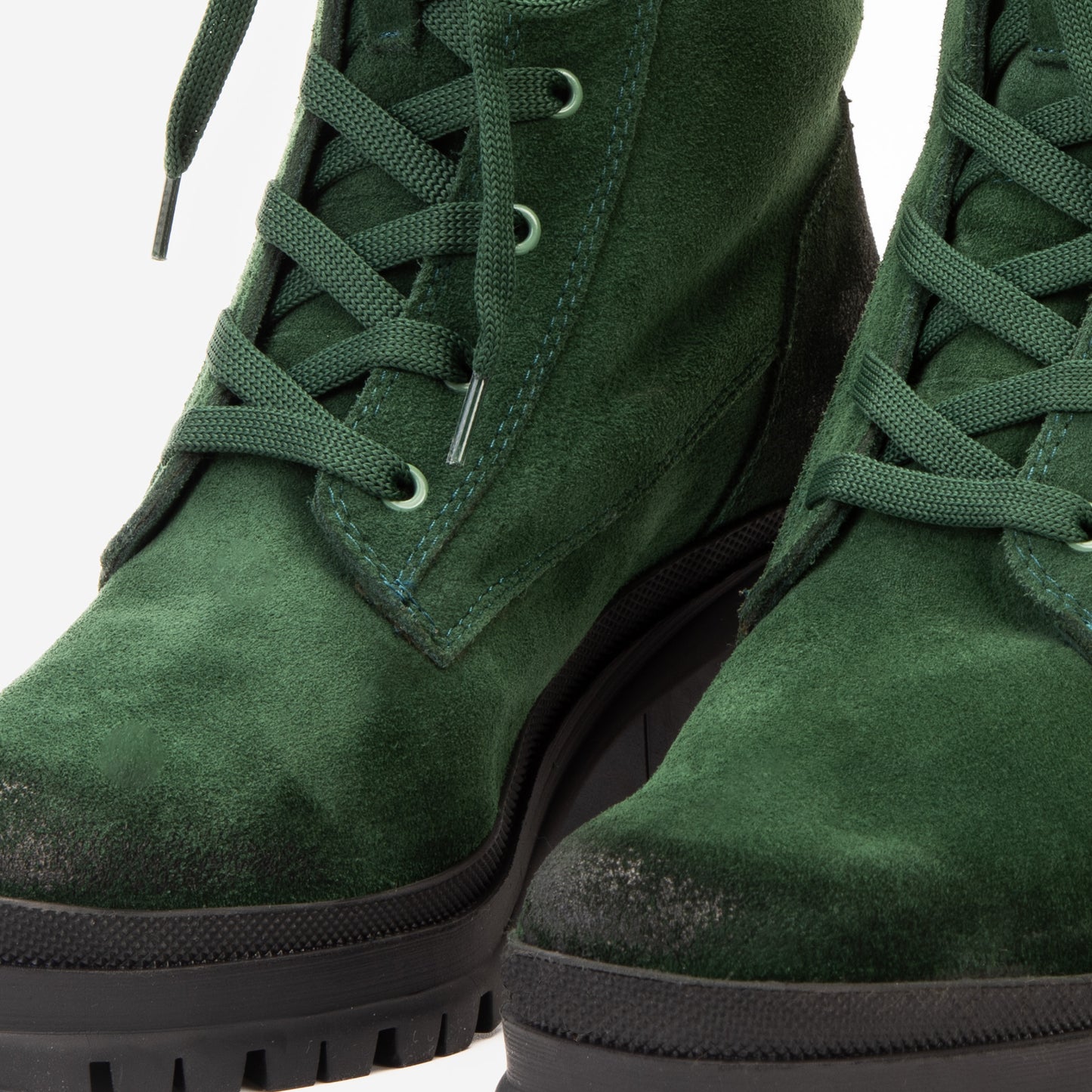 The Elera Green Leather Block Heel Women Boot