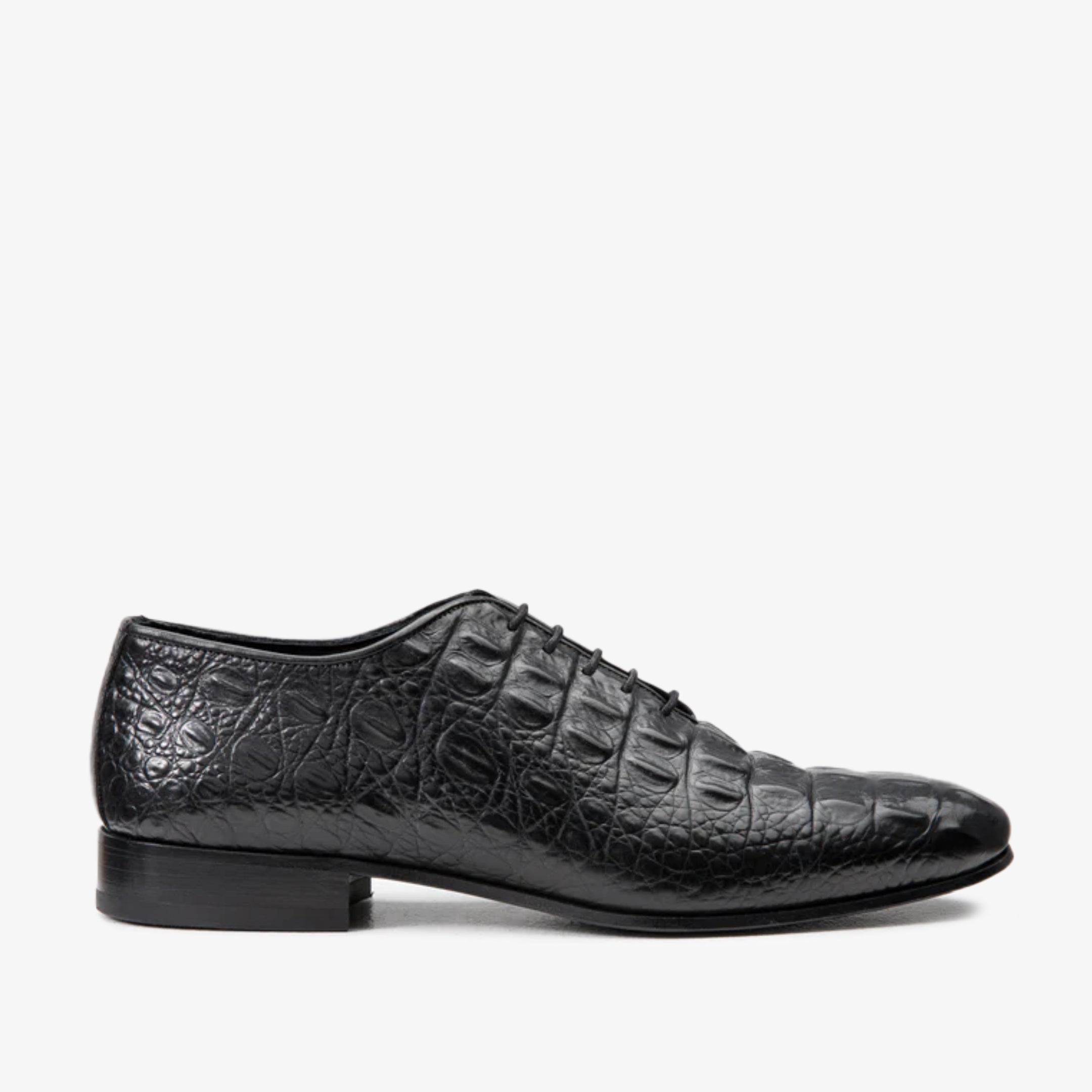 El Zapato Oxford para Hombre de Cuero de Cocodrilo Negro Randor