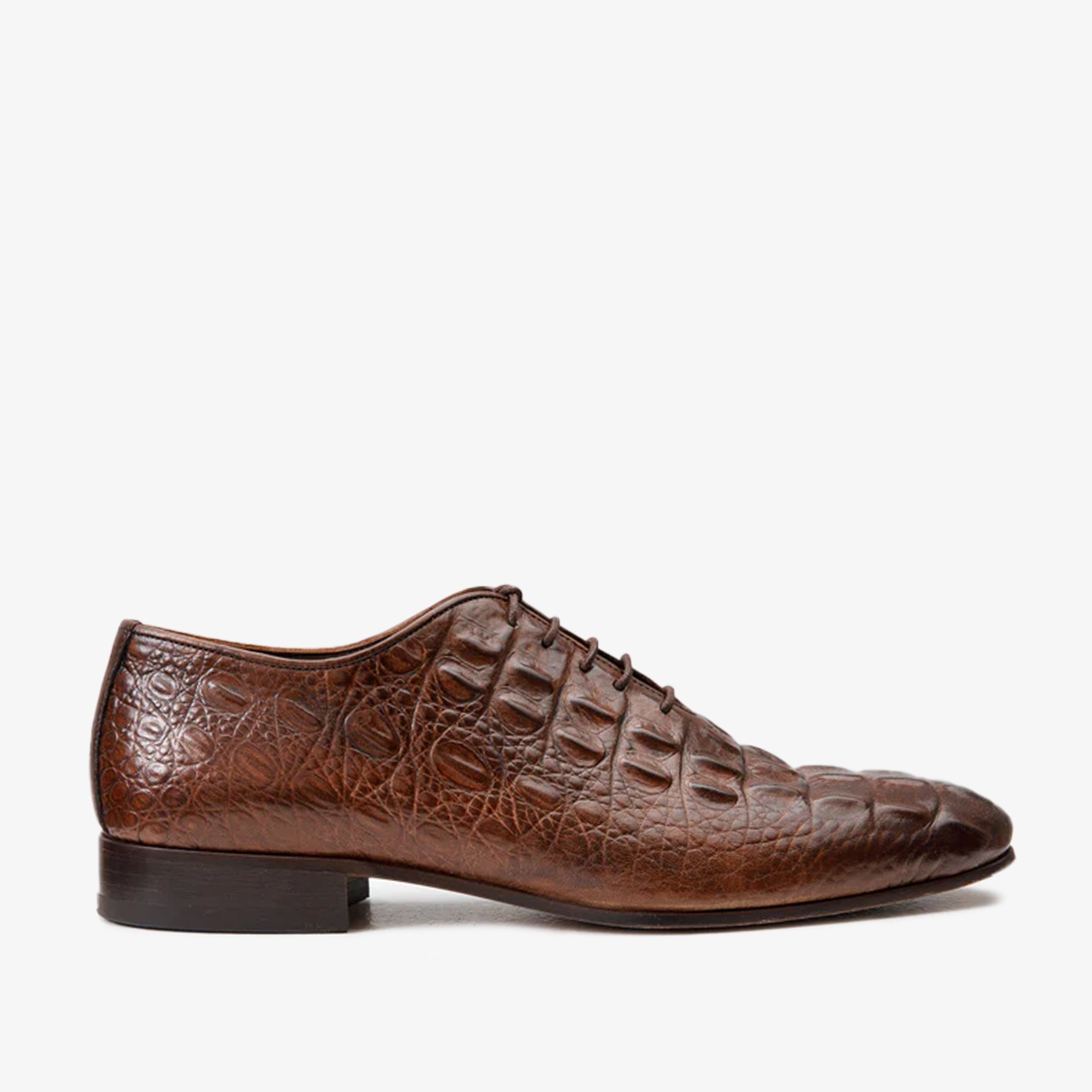 The Randor Brown Crocodile Leather Oxford Men Shoe