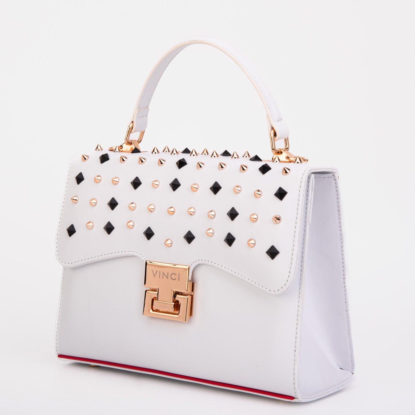 The Infanta White Spike Leather Handbag