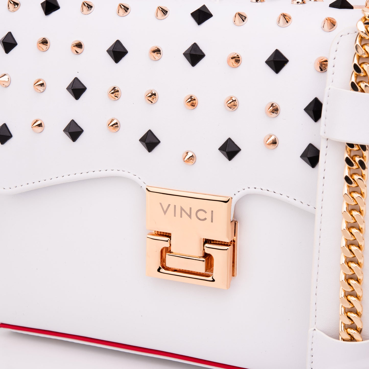 The Infanta White Spike Leather Handbag