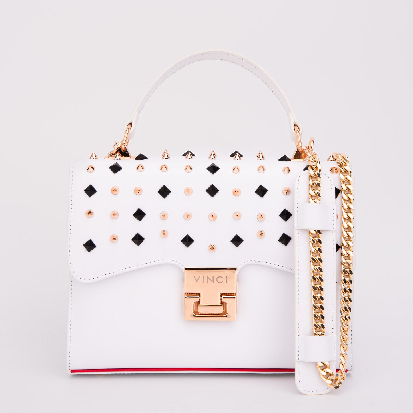 The Infanta White Spike Leather Handbag