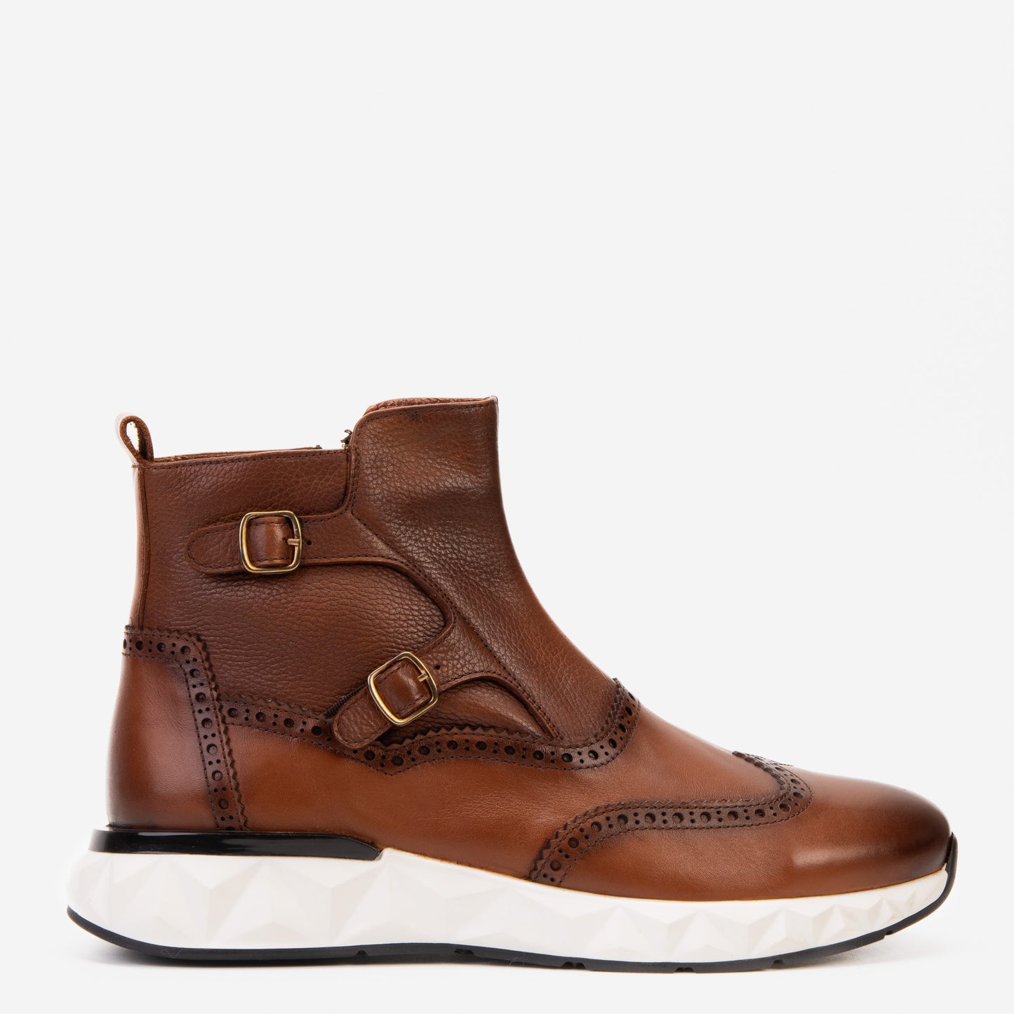 The Stealth Wingtip Buckle Tan Leather Men Boot