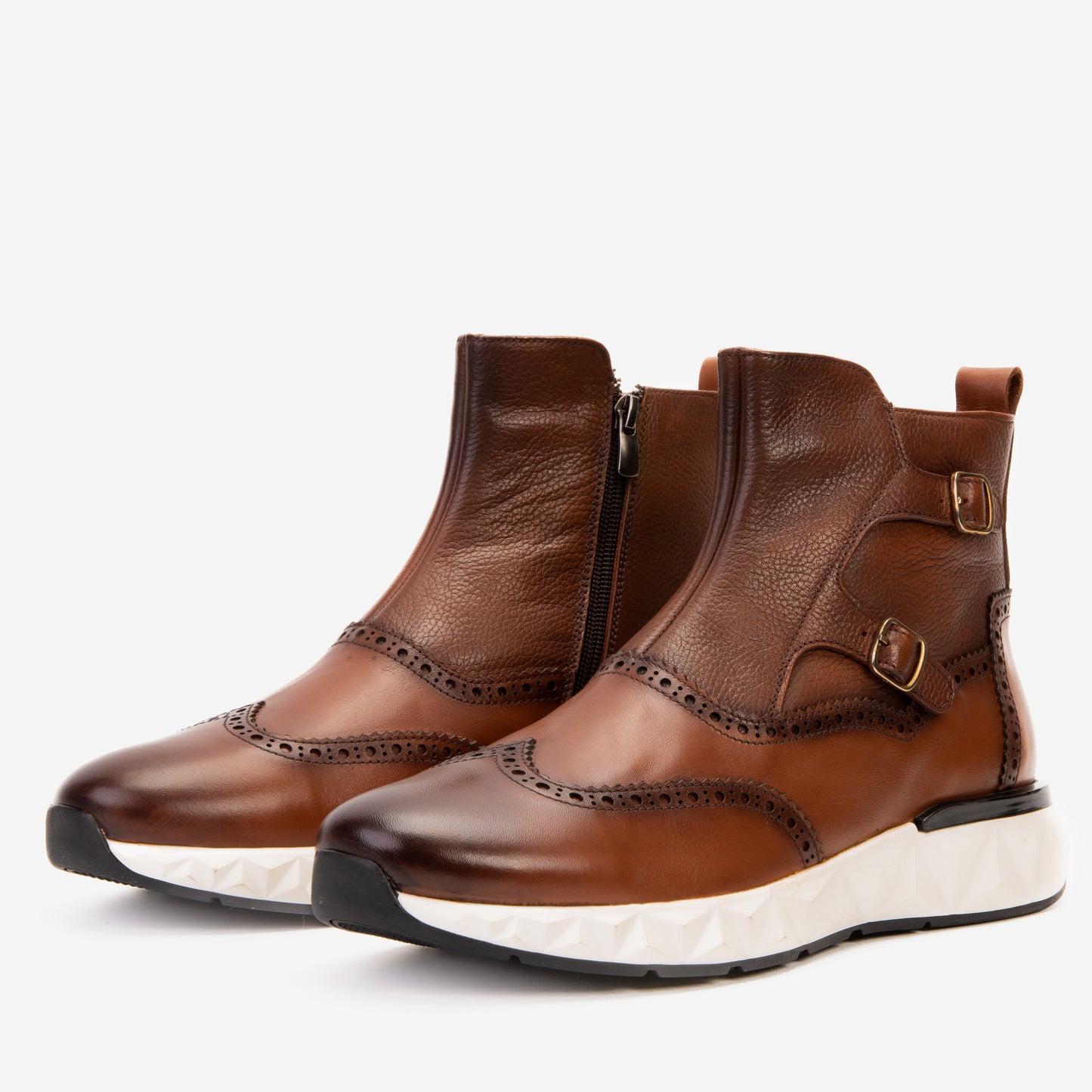 The Stealth Wingtip Buckle Tan Leather Men Boot