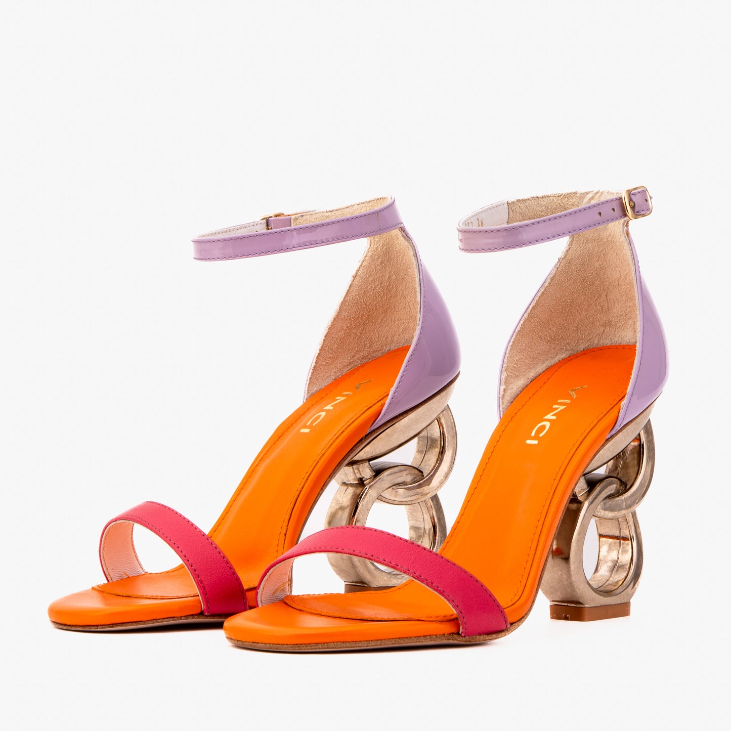 The Helix Heel Multicolor Leather Women Sandal