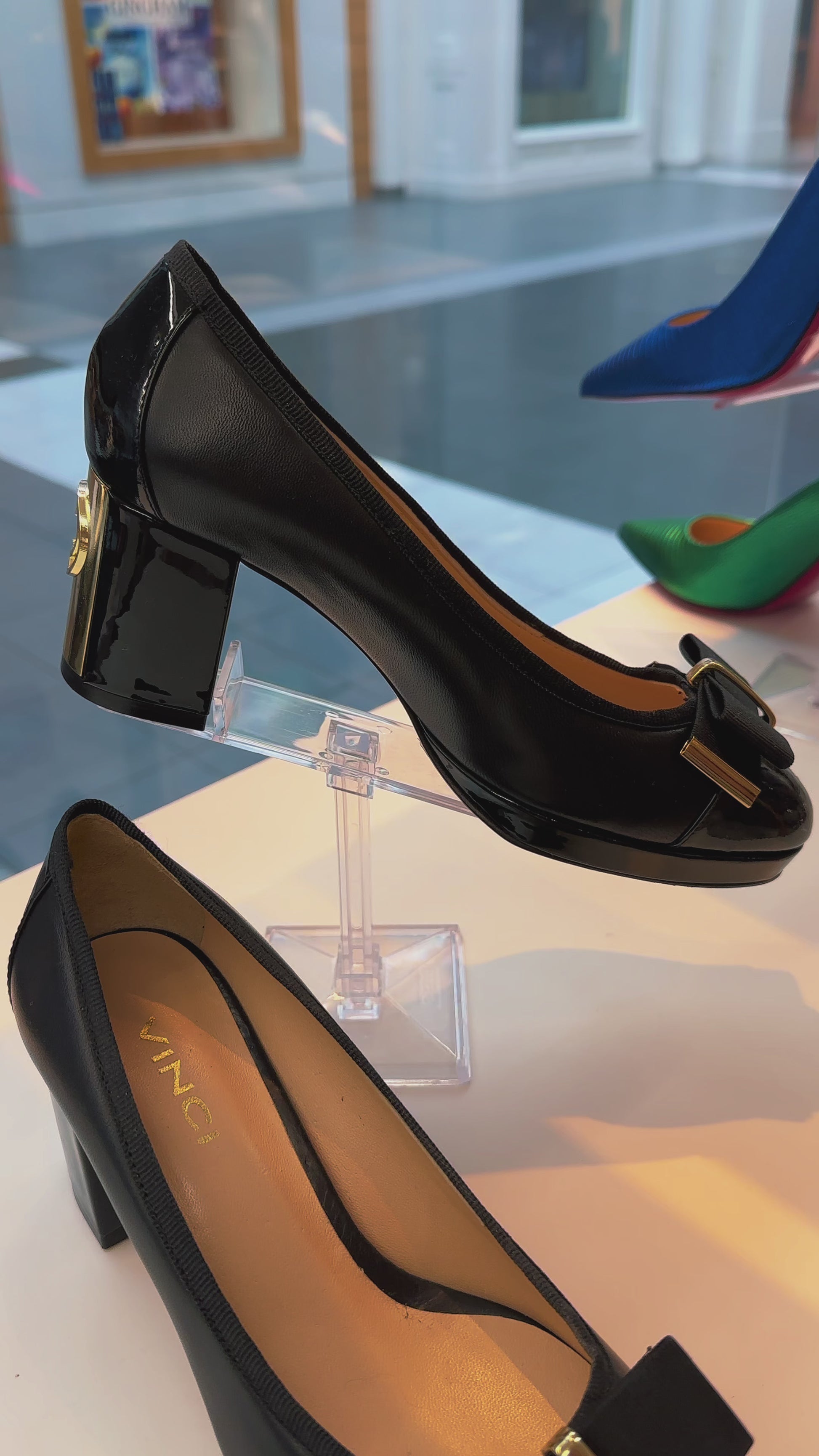 The Fano Black Leather Cap Toe Block Heel Pump Women Shoe – Vinci ...