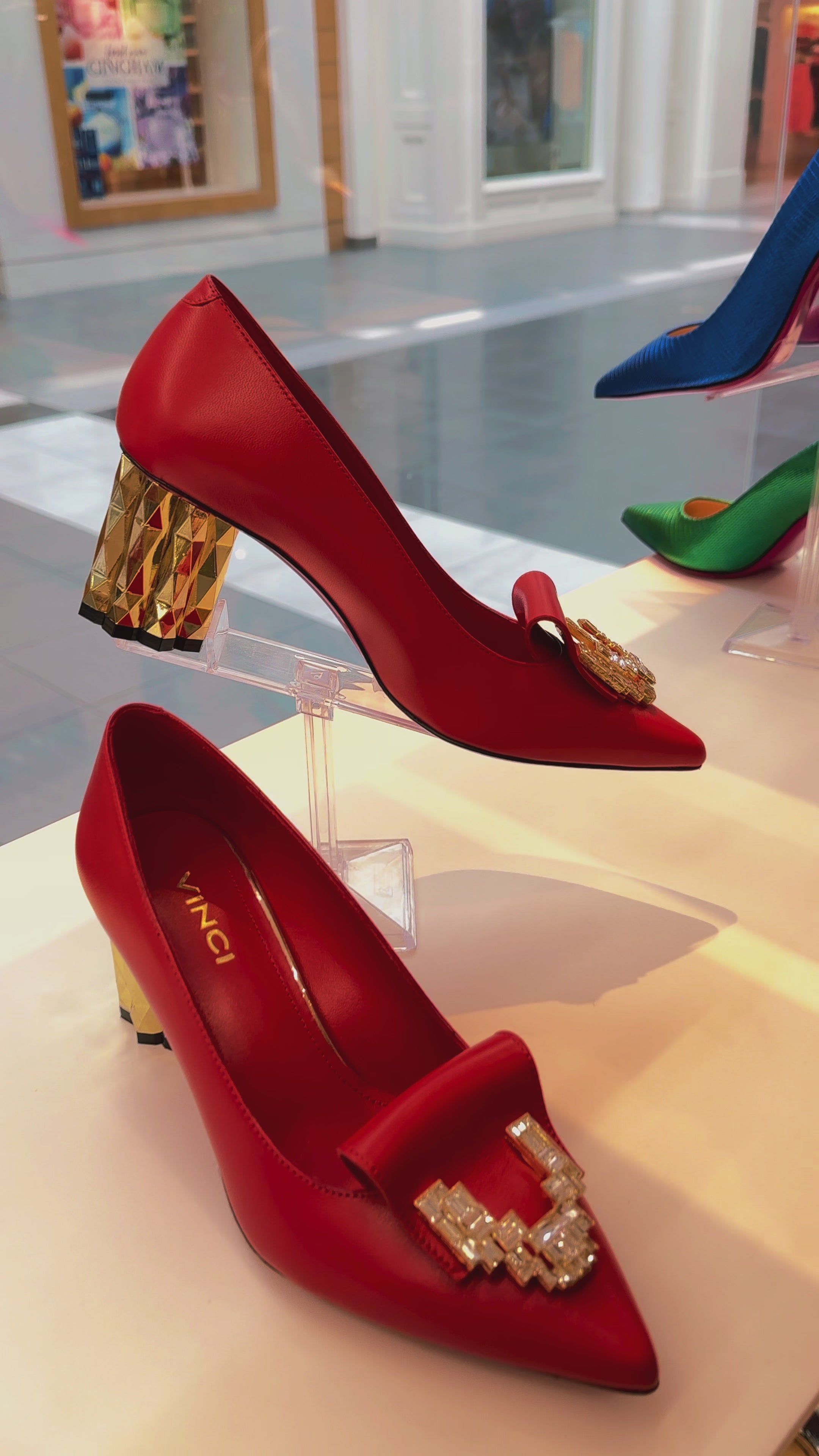 Block heel hotsell red pumps