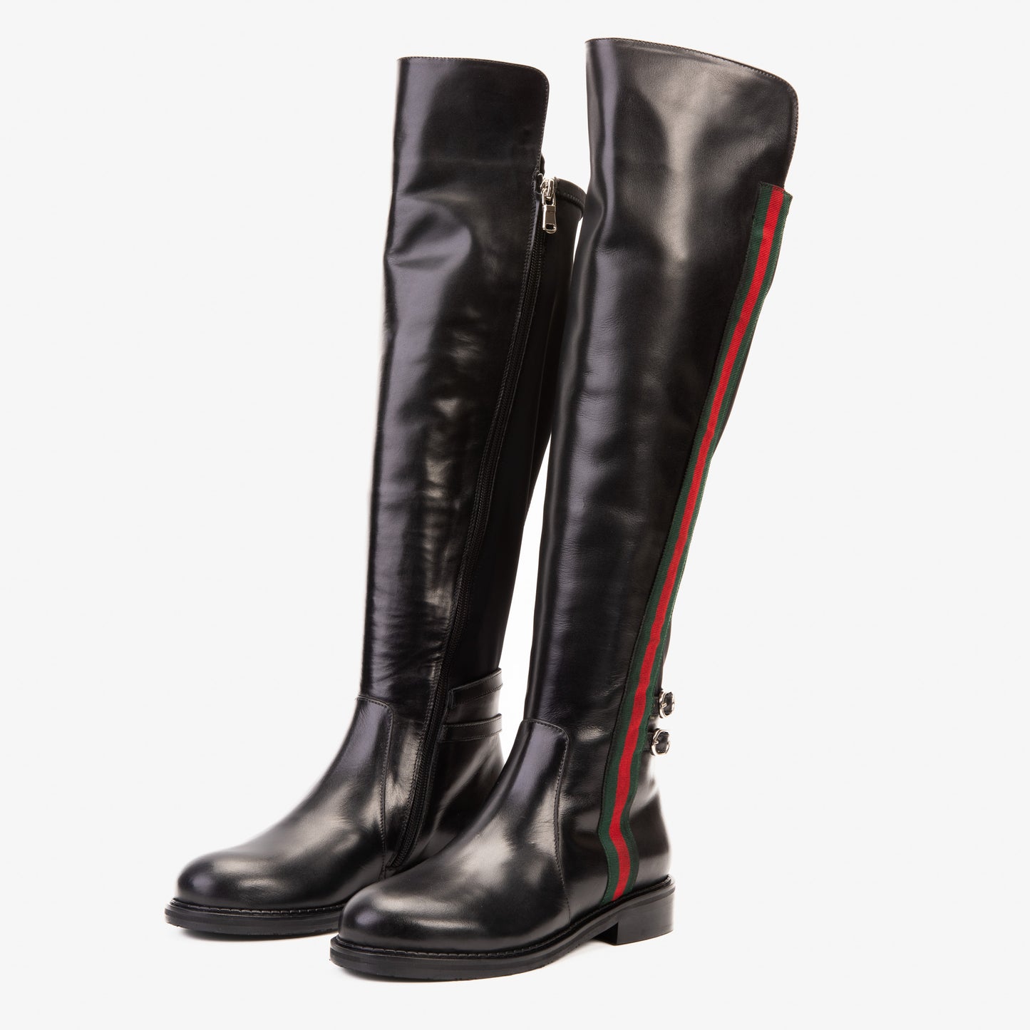 The Manhattan Luxe Black Leather Knee - High Boot