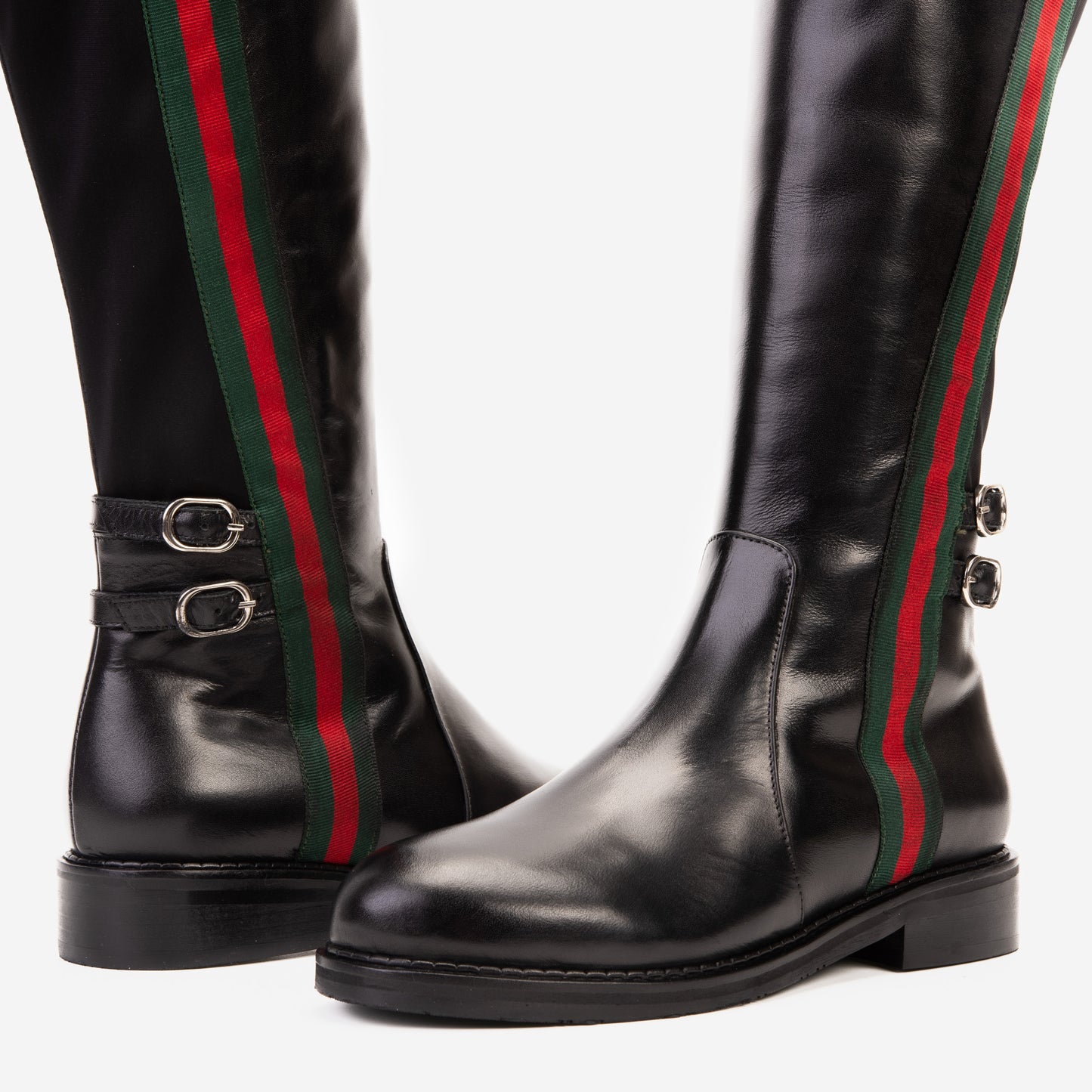 The Manhattan Luxe Black Leather Knee - High Boot