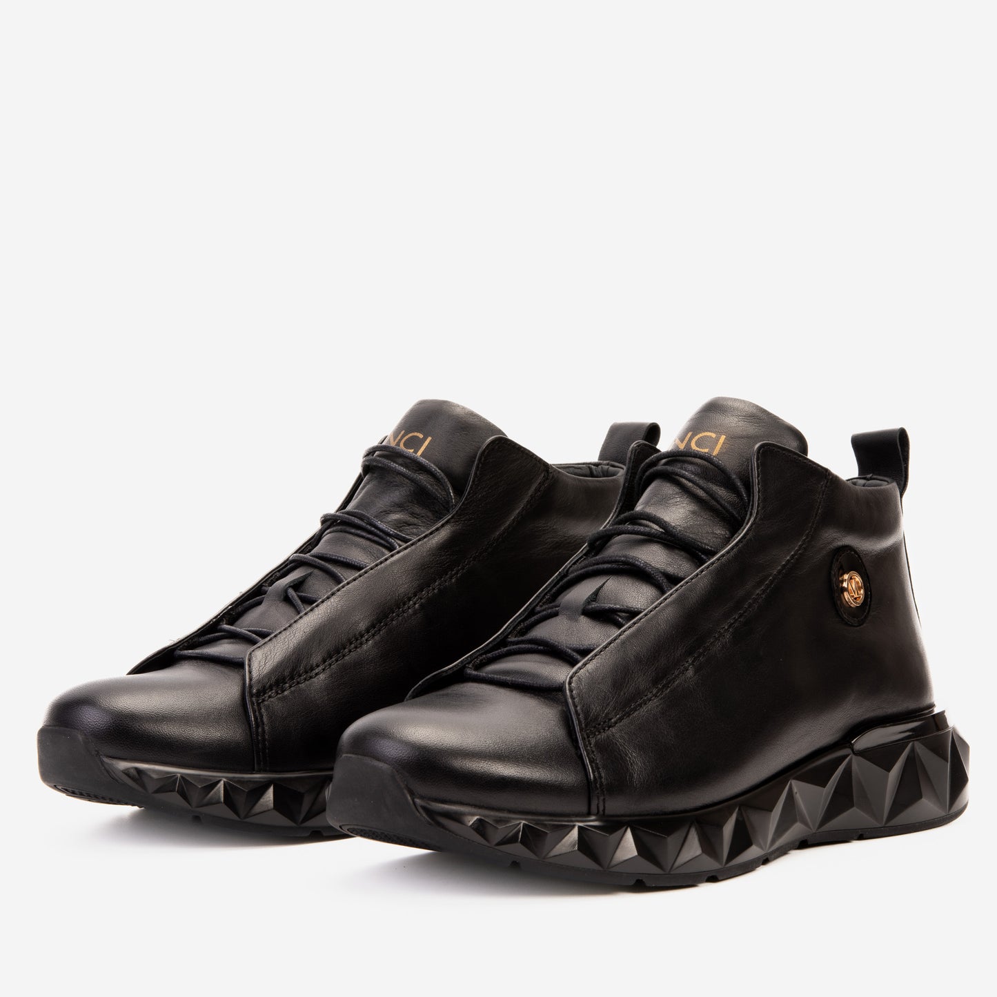 The Vertex Black Leather Men's Sneaker