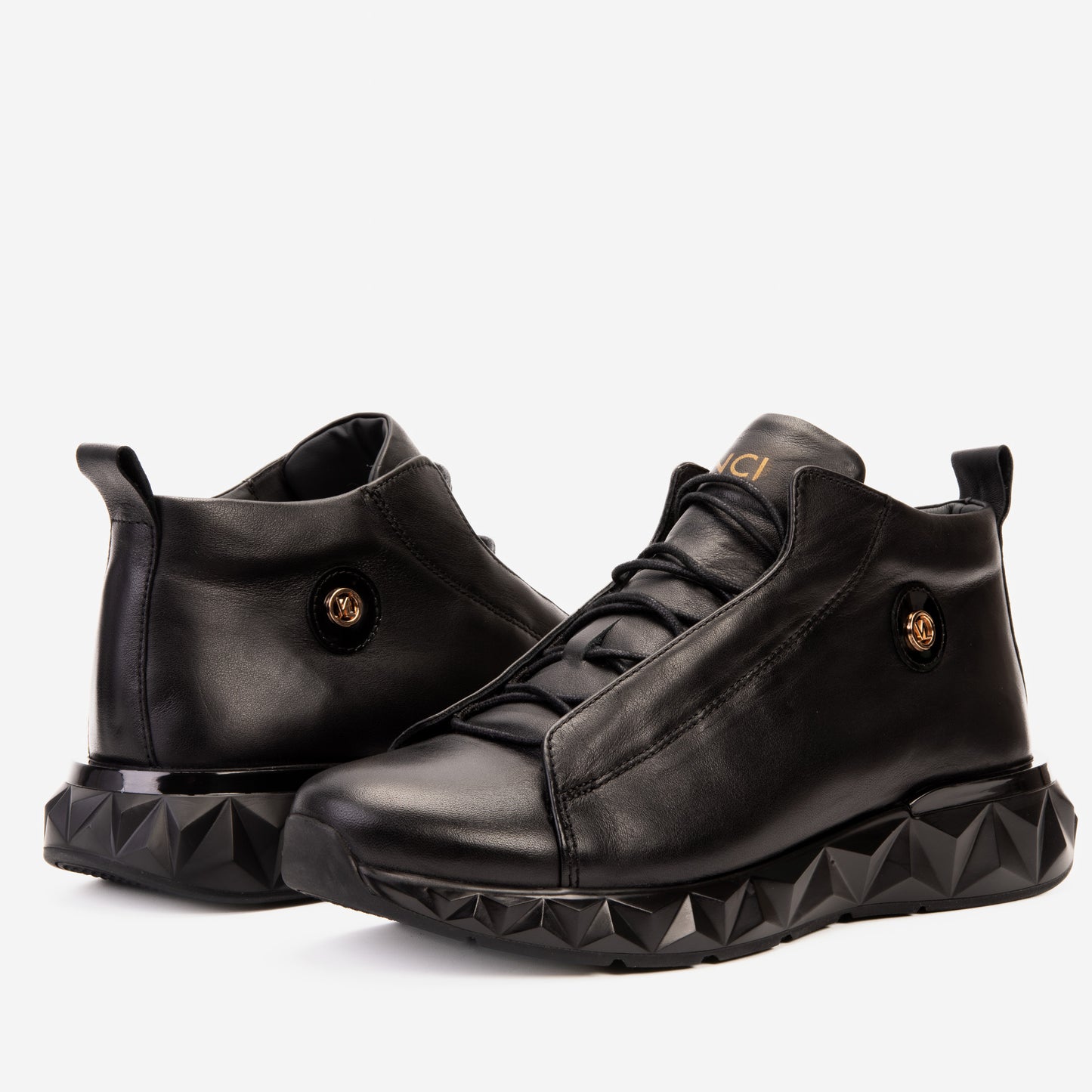 The Vertex Black Leather Men's Sneaker