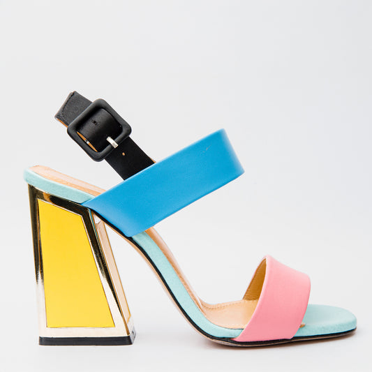 The Niger Multicolor Block Heel Leather Women Sandal