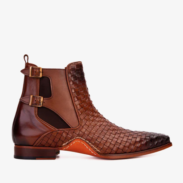 Woven leather hot sale boots mens