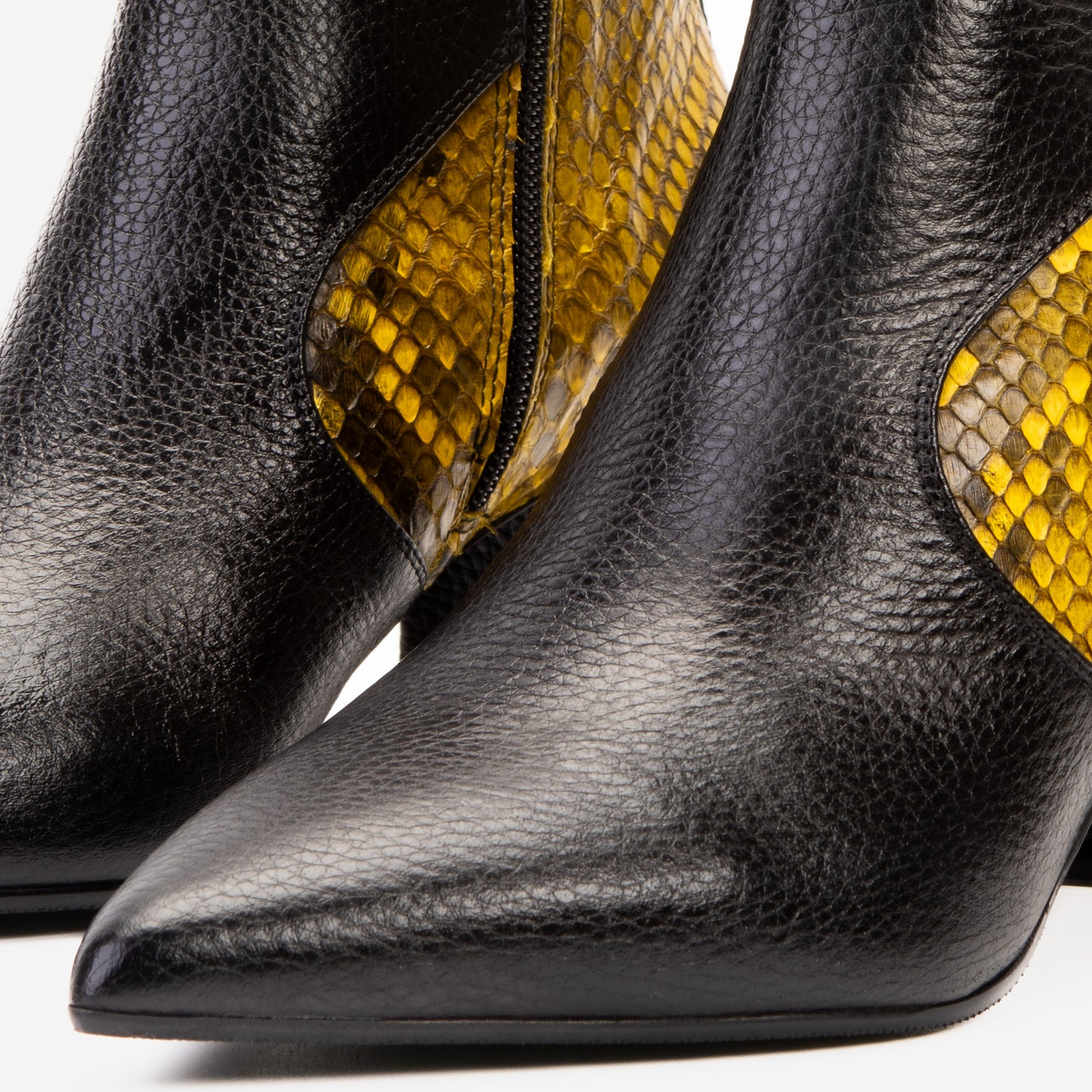 The Saturn Yellow Pythn Leather Block Heel Women Boot