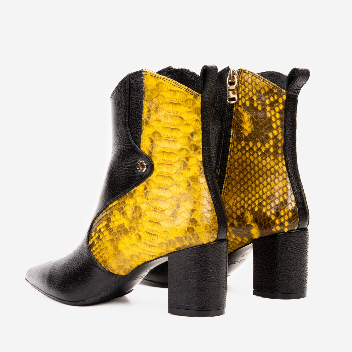 The Saturn Yellow Pythn Leather Block Heel Women Boot