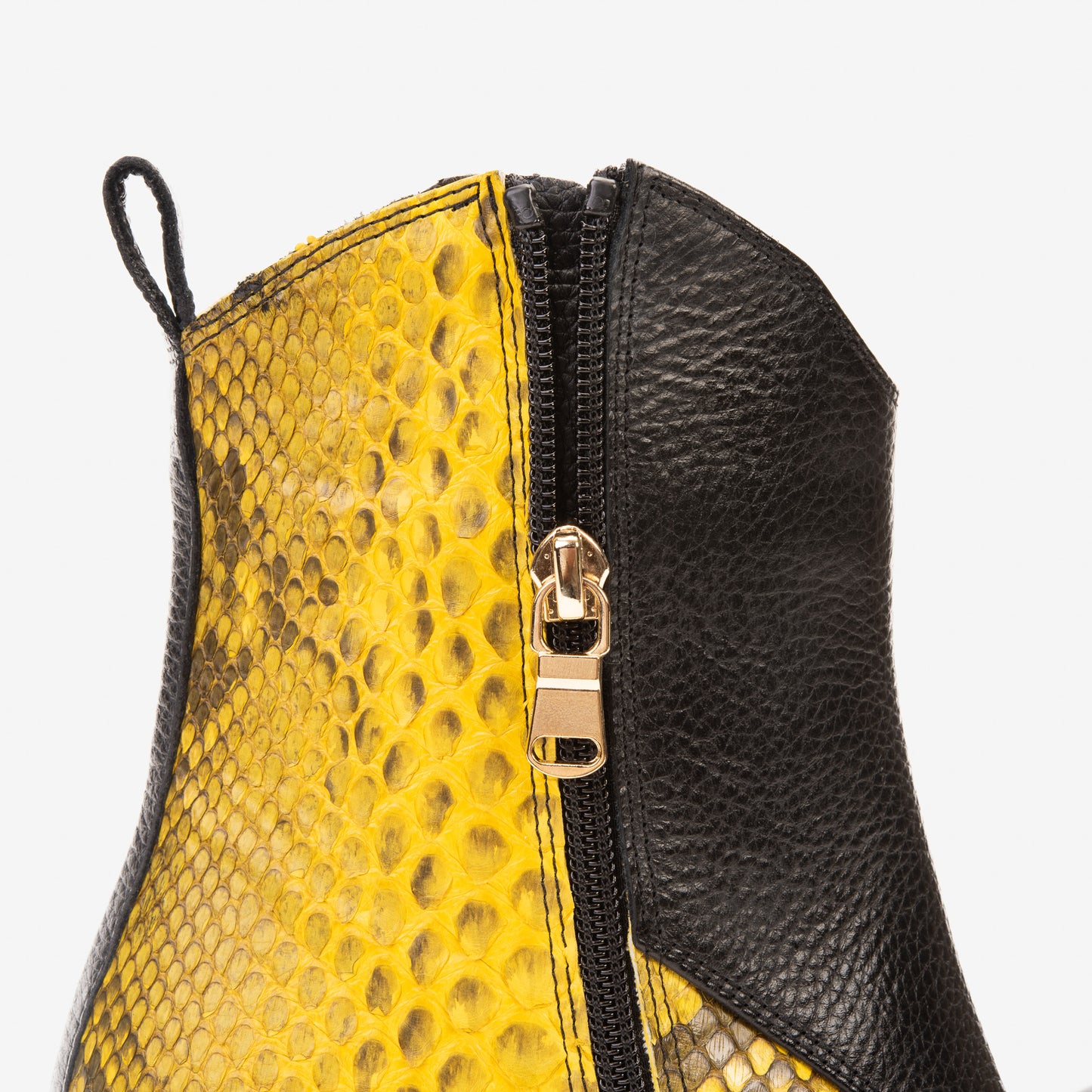 The Saturn Yellow Pythn Leather Block Heel Women Boot