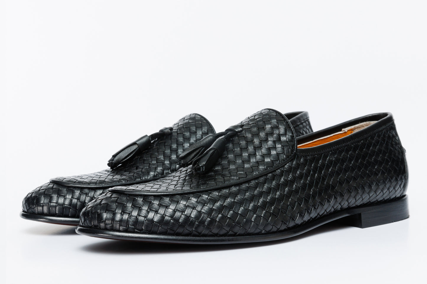The Mclean Shoe Black Leather Woven Tassel Loafer Men  Shoe