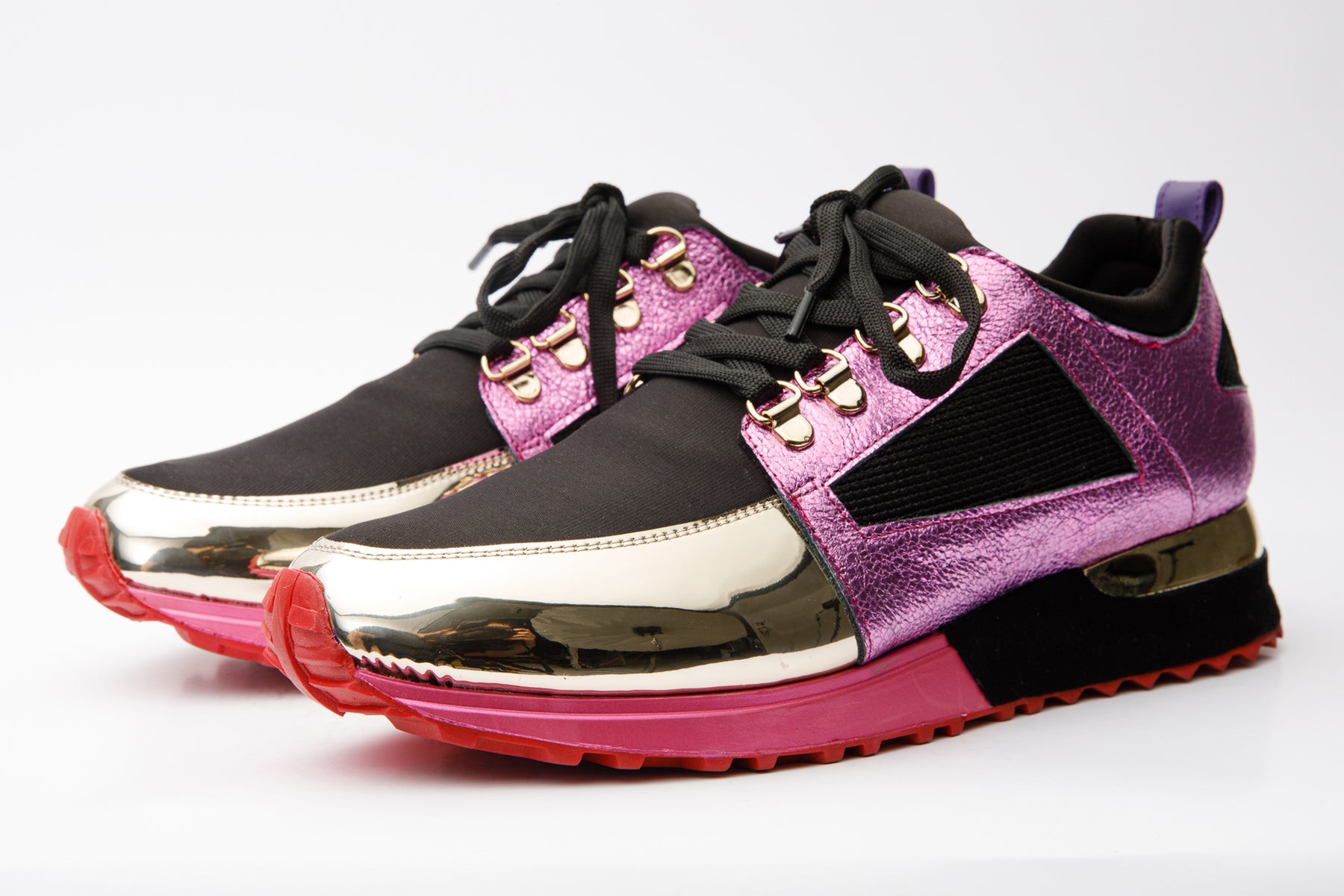 Versace Chain Reaction Sneaker Size 8 Black Pink Blue Euro Size 41