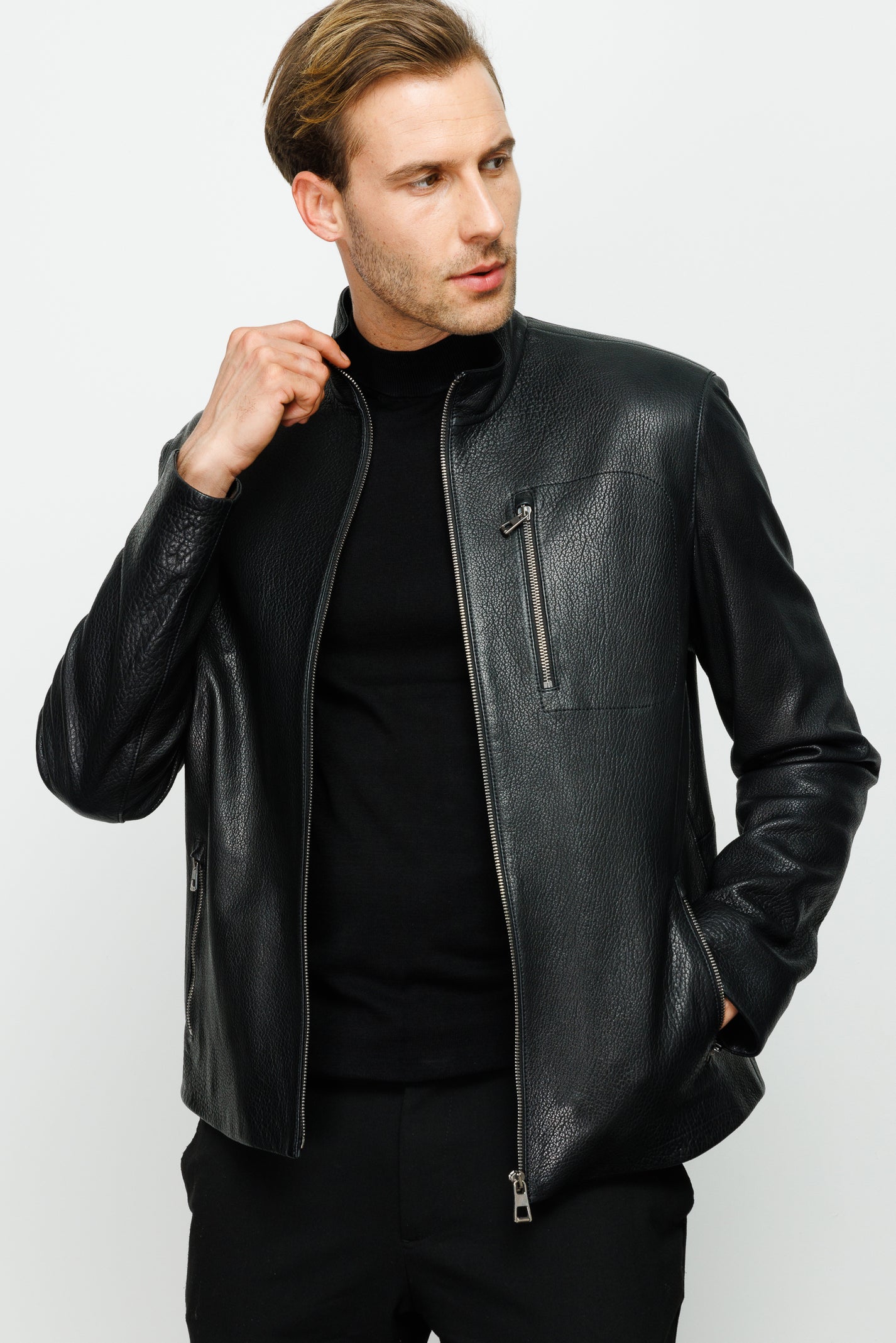 The Blanchard Black Leather Men Jacket – Vinci Leather Shoes