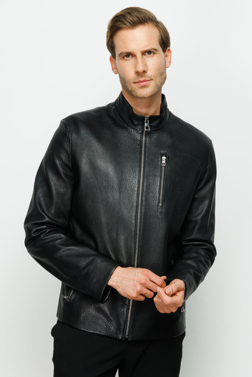 The Blanchard Black Leather Men Jacket – Vinci Leather Shoes