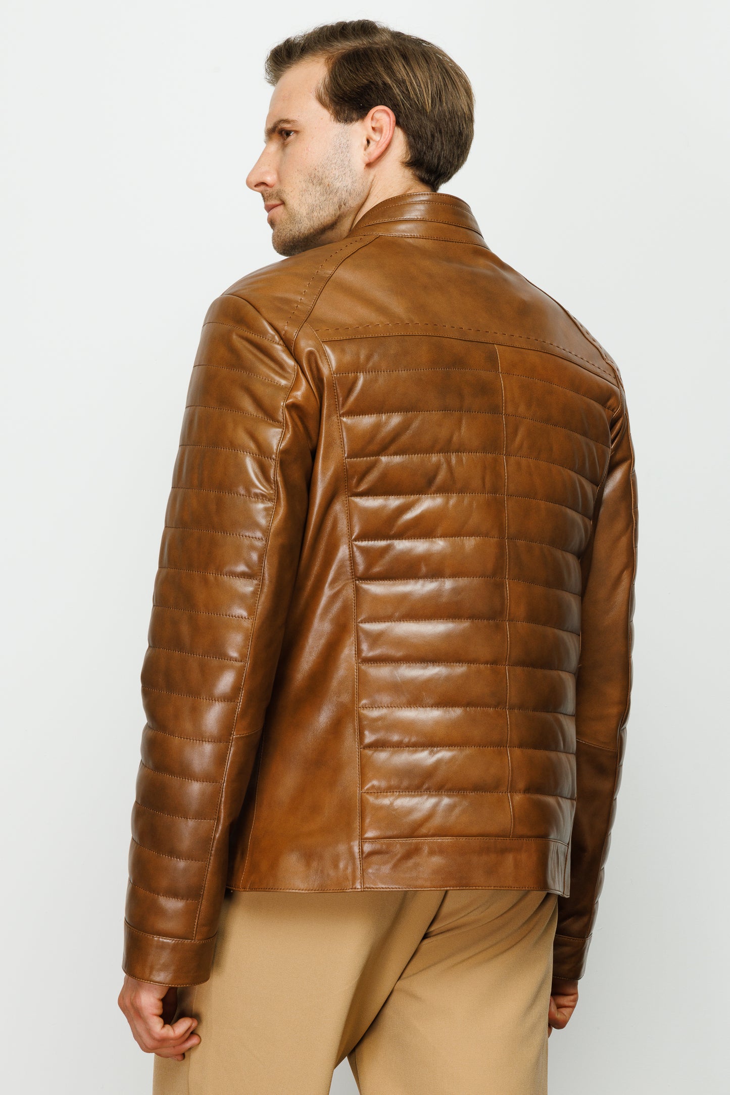 The Wilkerson Tan Leather Men Jacket