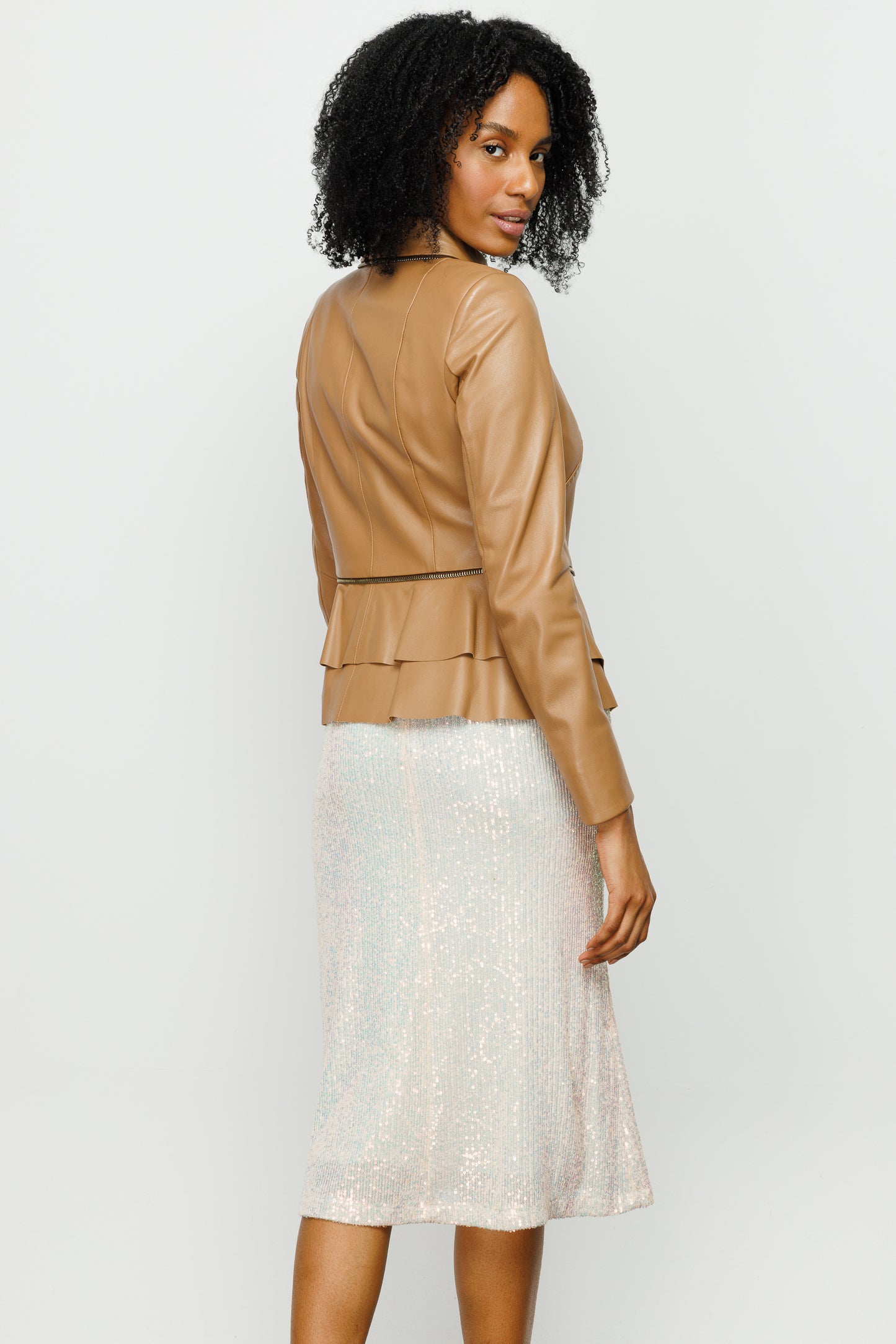 The Olmetti Tan Leather Women Jacket