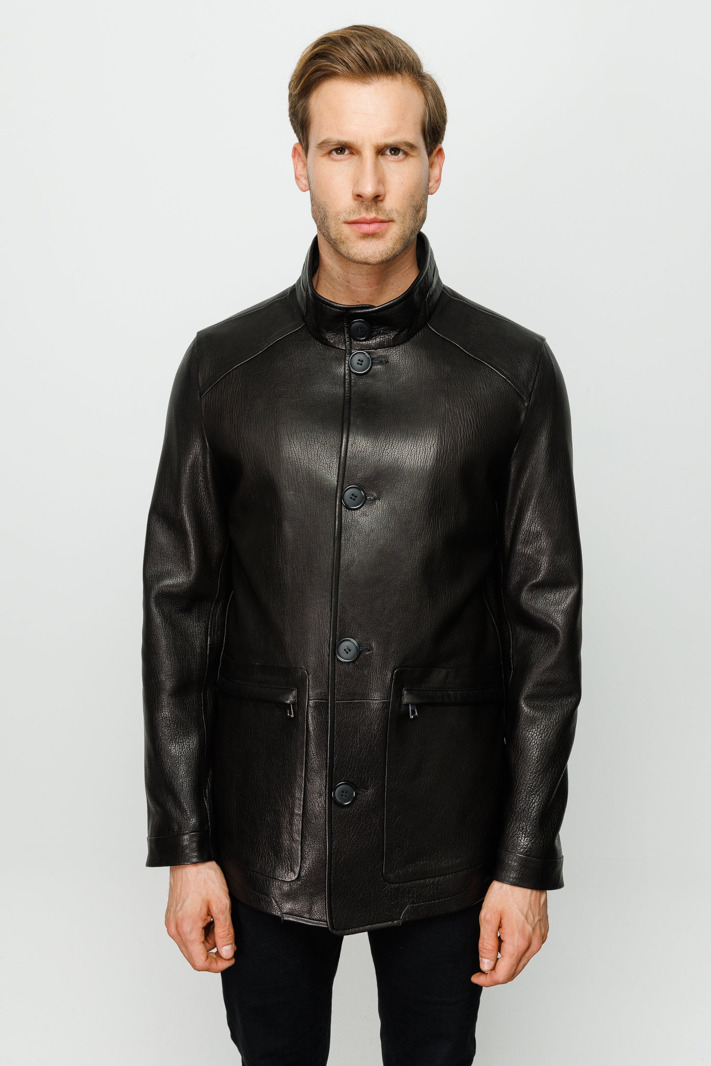 The Barclay Black Leather Men Jacket