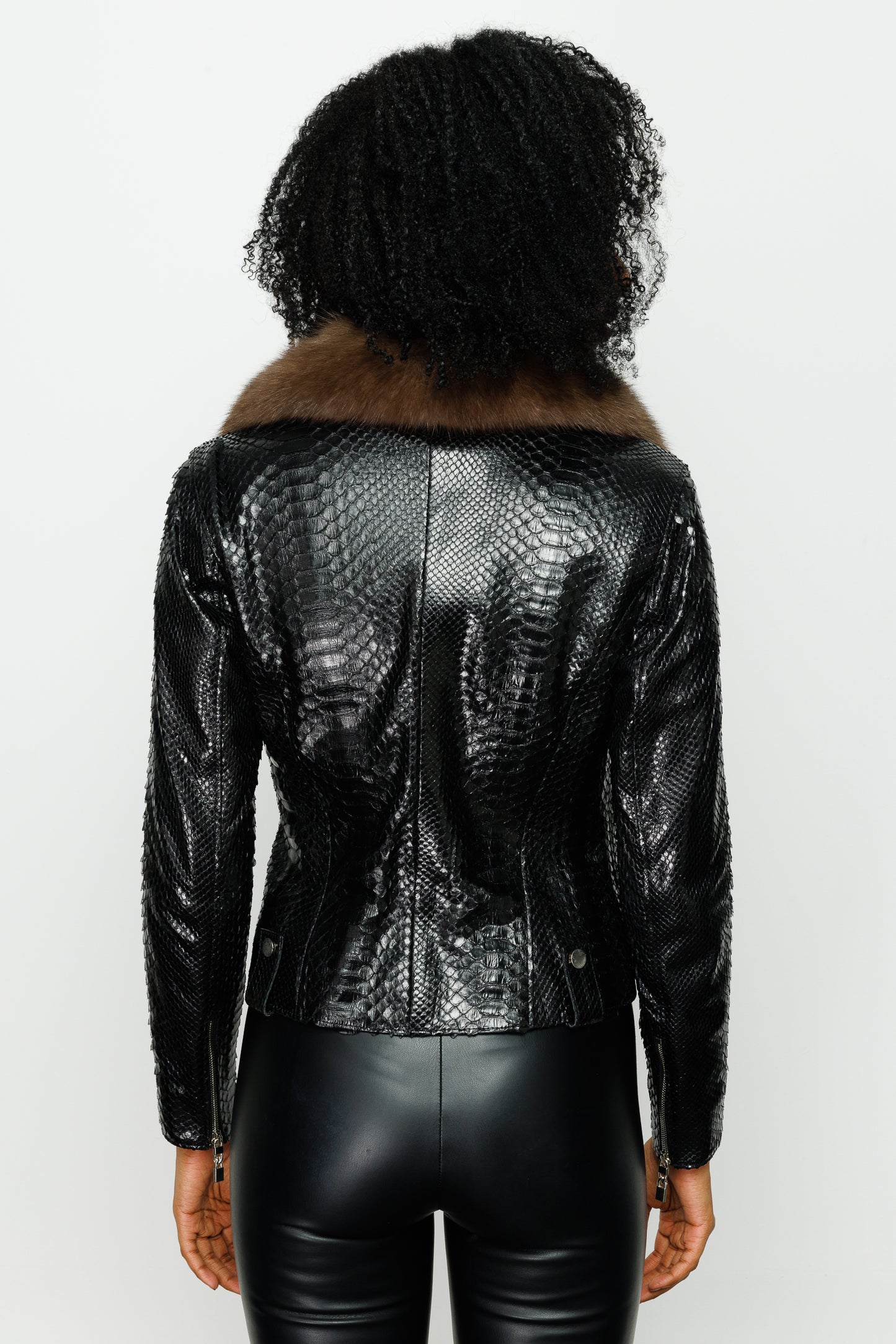 The Formello Pythn Black Leather Jacket