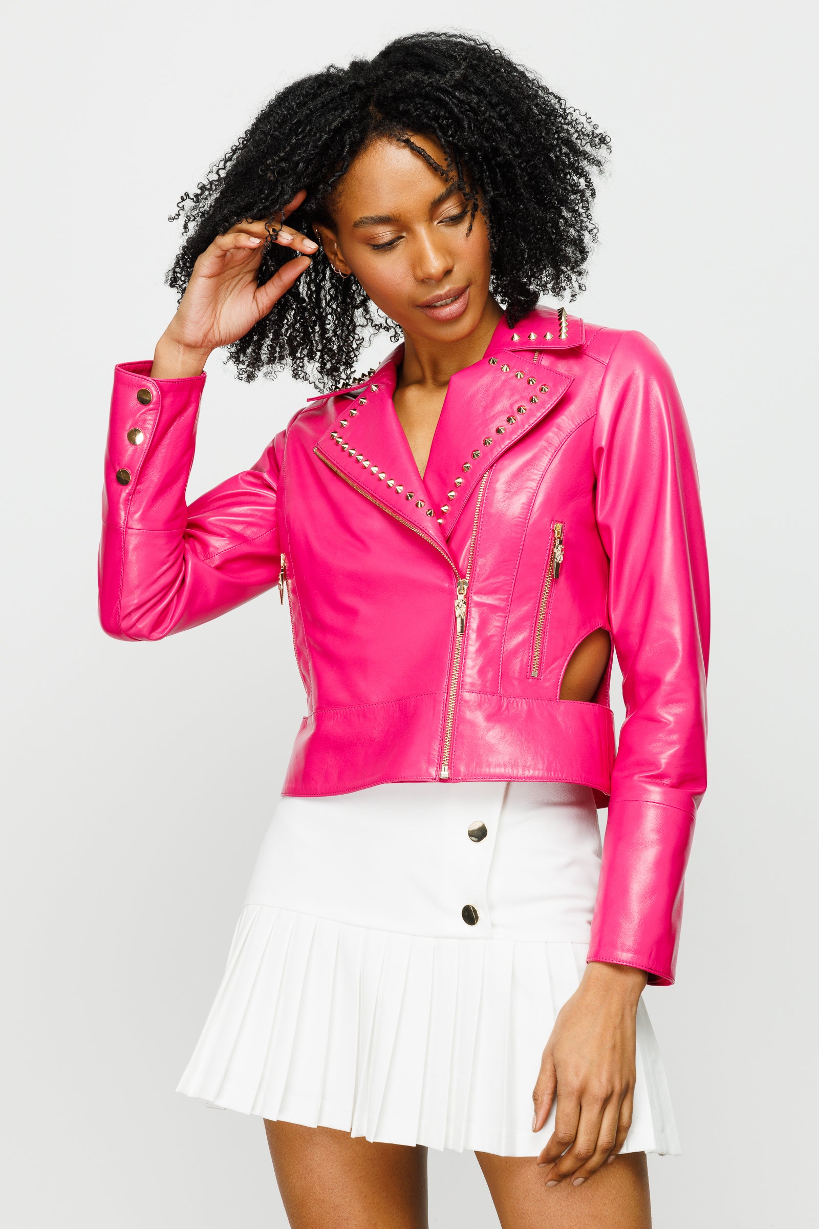 Zara pink 2025 leather jacket