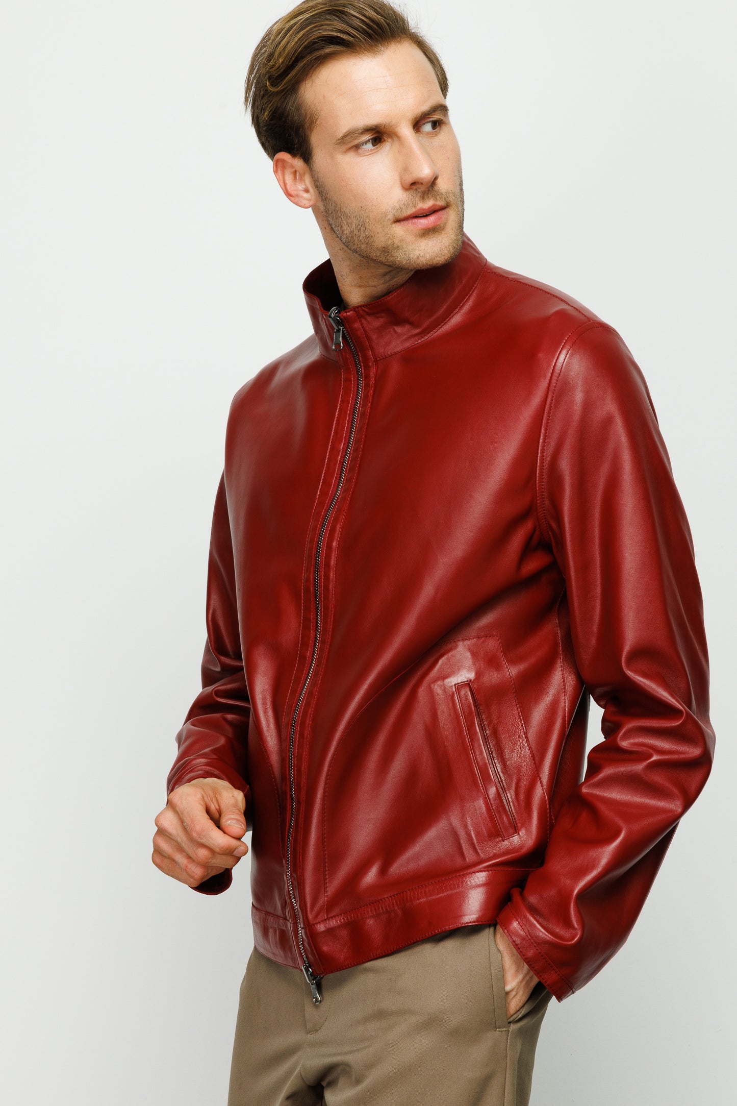 The Del Rio Burgundy Leather Men Jacket