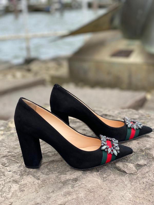 New Kristi Black SUEDE Embellished Heels sz 10 Shoes | eBay