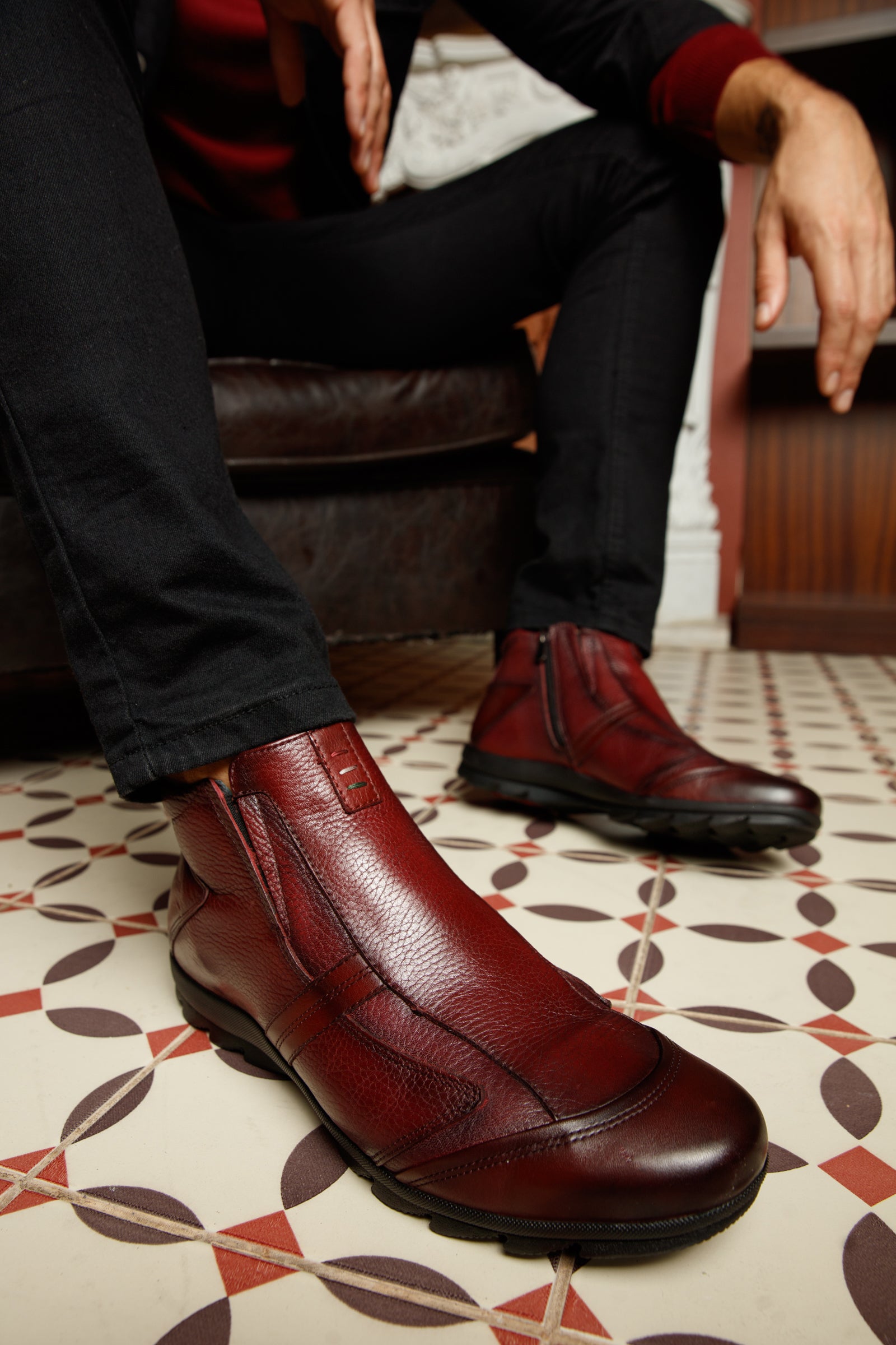 Mens red clearance ankle boots