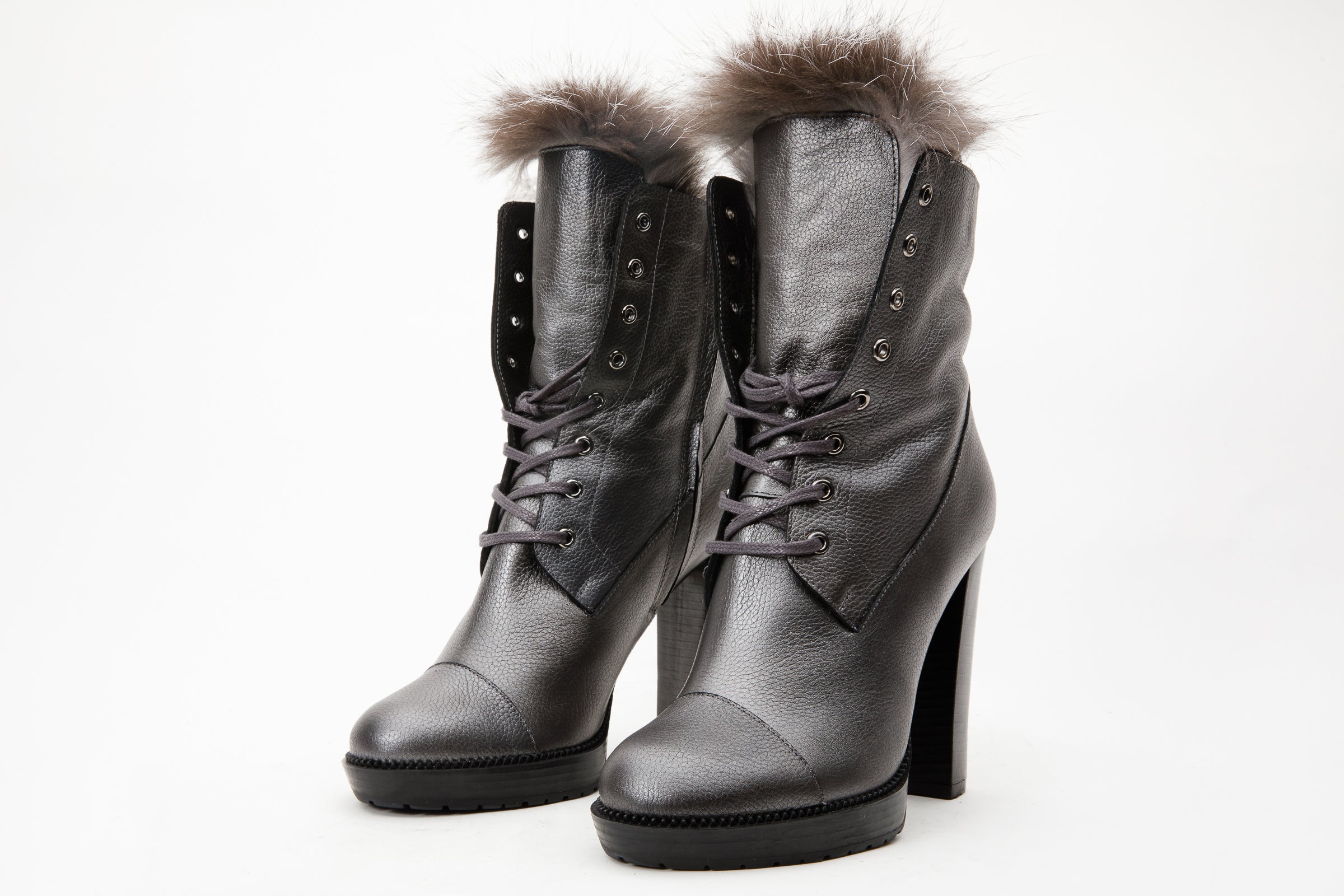 Grey mid sale heel boots