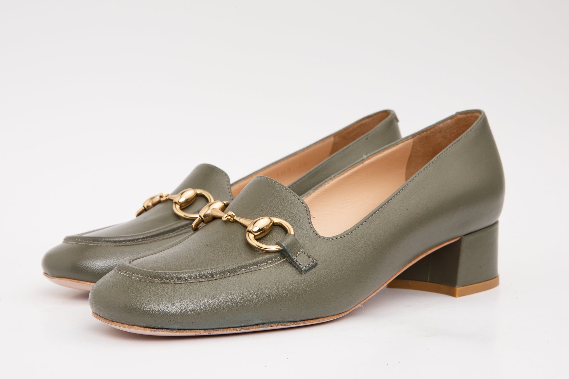 The Delhi Green Leather Block Heel Pump Women Shoe – Vinci Leather Shoes